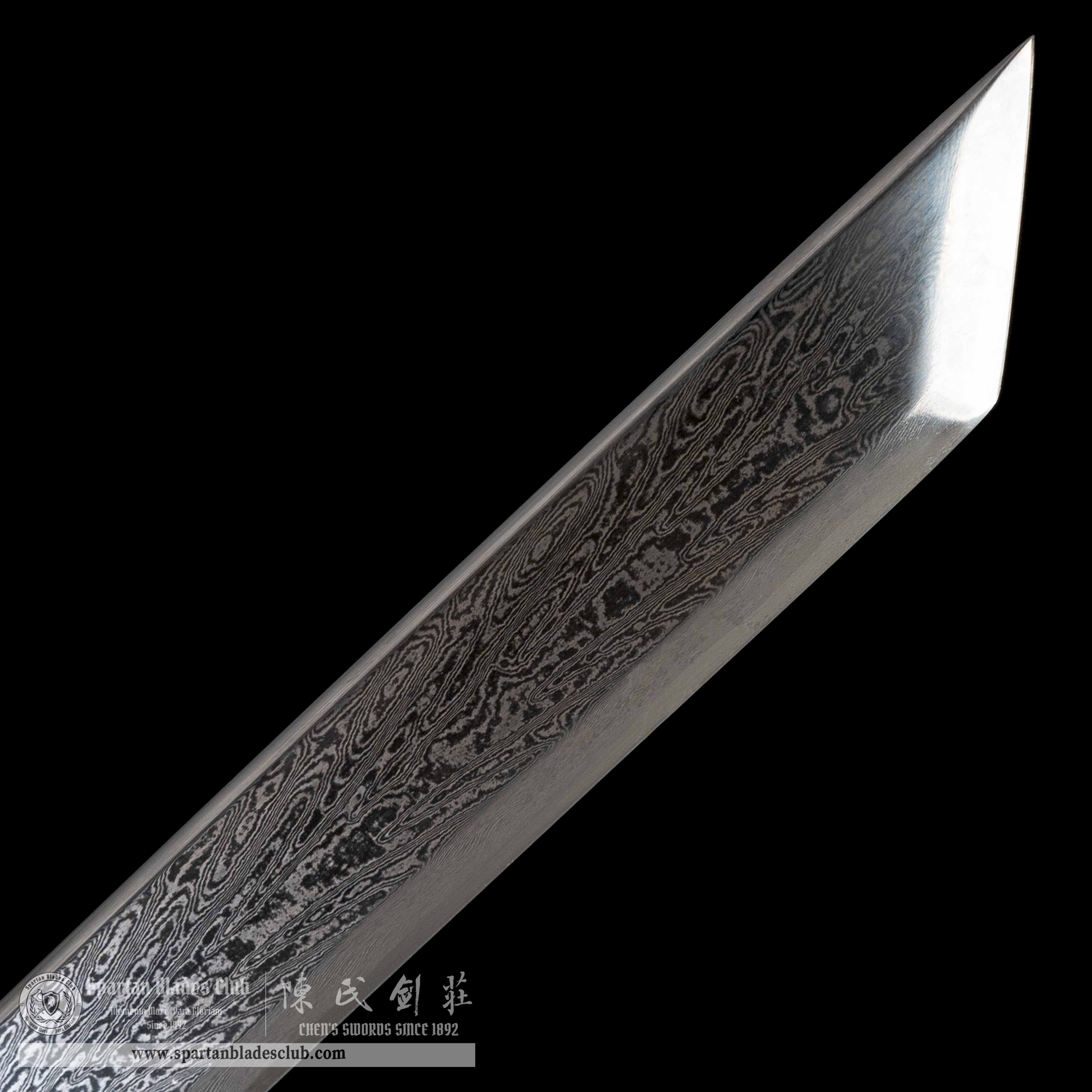 QQ04|RuiTang Edge|Chinese Dao|Damascus steel|Loong|Black&golden|Battle-Ready|Full-tang|Spartan Blades Club|CHEN'S SWORDS 1892 - Spartan Blades Club - 陳氏劍莊1892