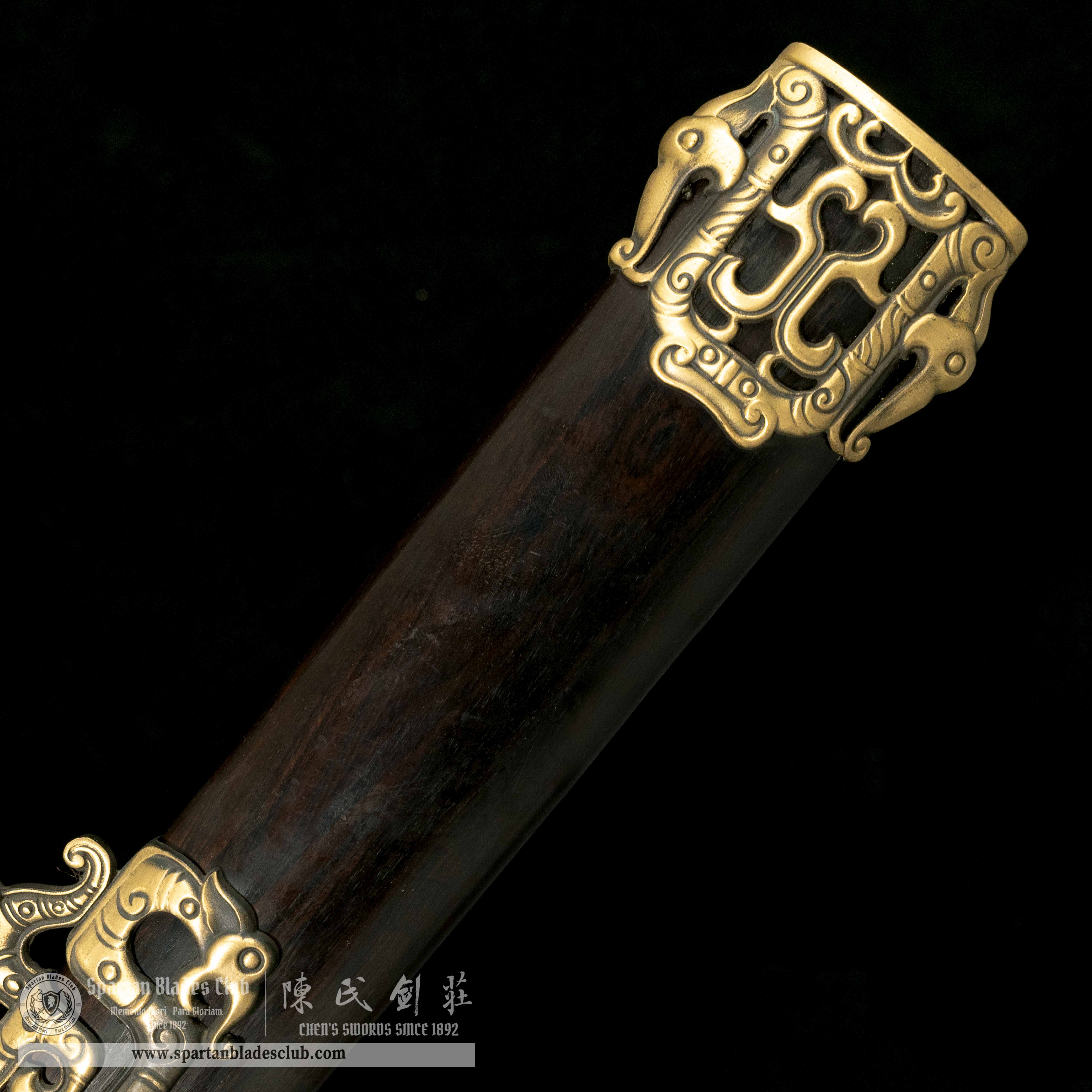 QQ04|RuiTang Edge|Chinese Dao|Damascus steel|Loong|Black&golden|Battle-Ready|Full-tang|Spartan Blades Club|CHEN'S SWORDS 1892 - Spartan Blades Club - 陳氏劍莊1892
