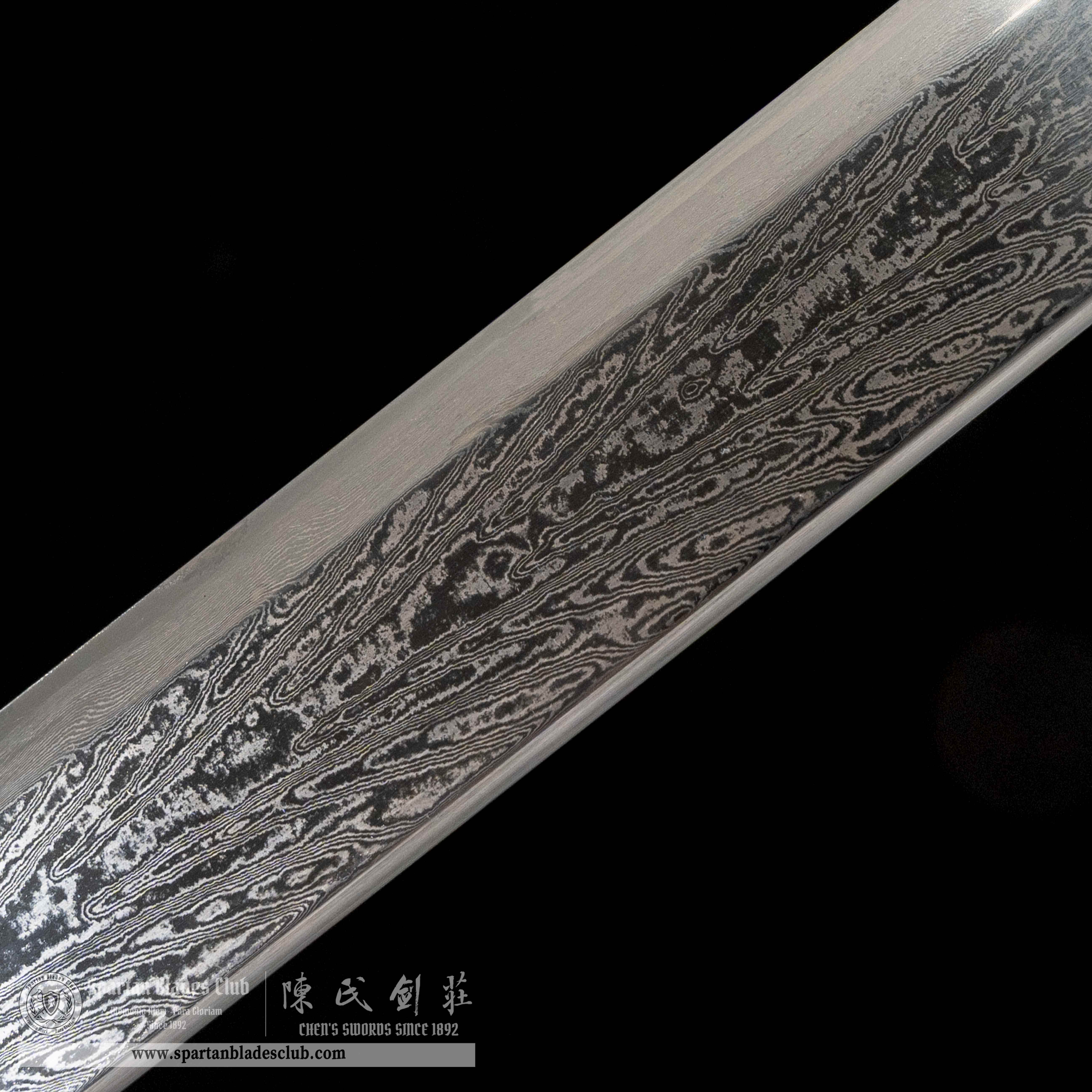 QQ04|RuiTang Edge|Chinese Dao|Damascus steel|Loong|Black&golden|Battle-Ready|Full-tang|Spartan Blades Club|CHEN'S SWORDS 1892 - Spartan Blades Club - 陳氏劍莊1892
