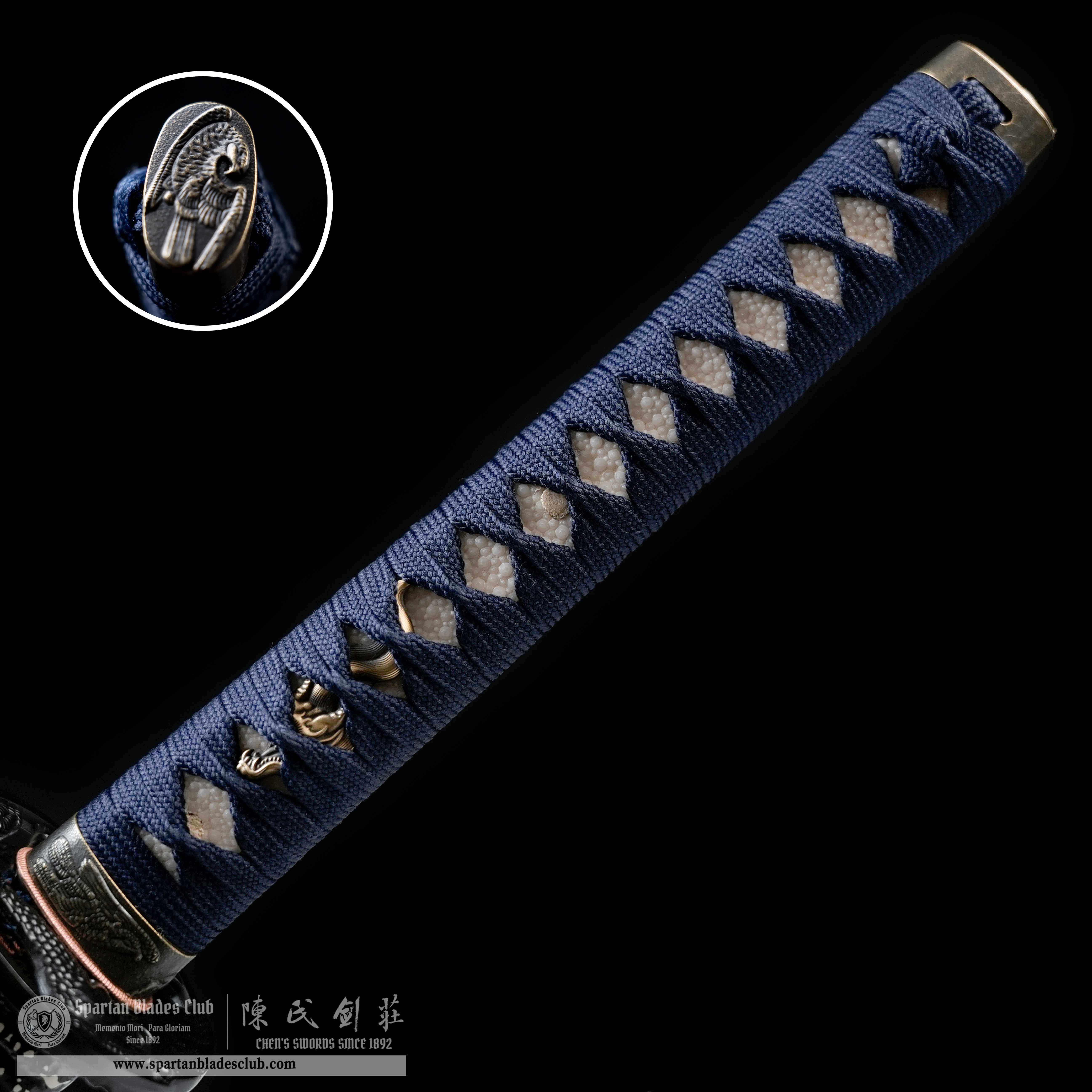 HY11｜🦅Azure Eagle Blade🔵｜Katana｜High carbon steel  Heat-colored blue｜Eagle｜Battle-Ready｜Full-tang｜Spartan Blades Club｜CHEN'S SWORDS 1892 - Spartan Blades Club - 陳氏劍莊1892