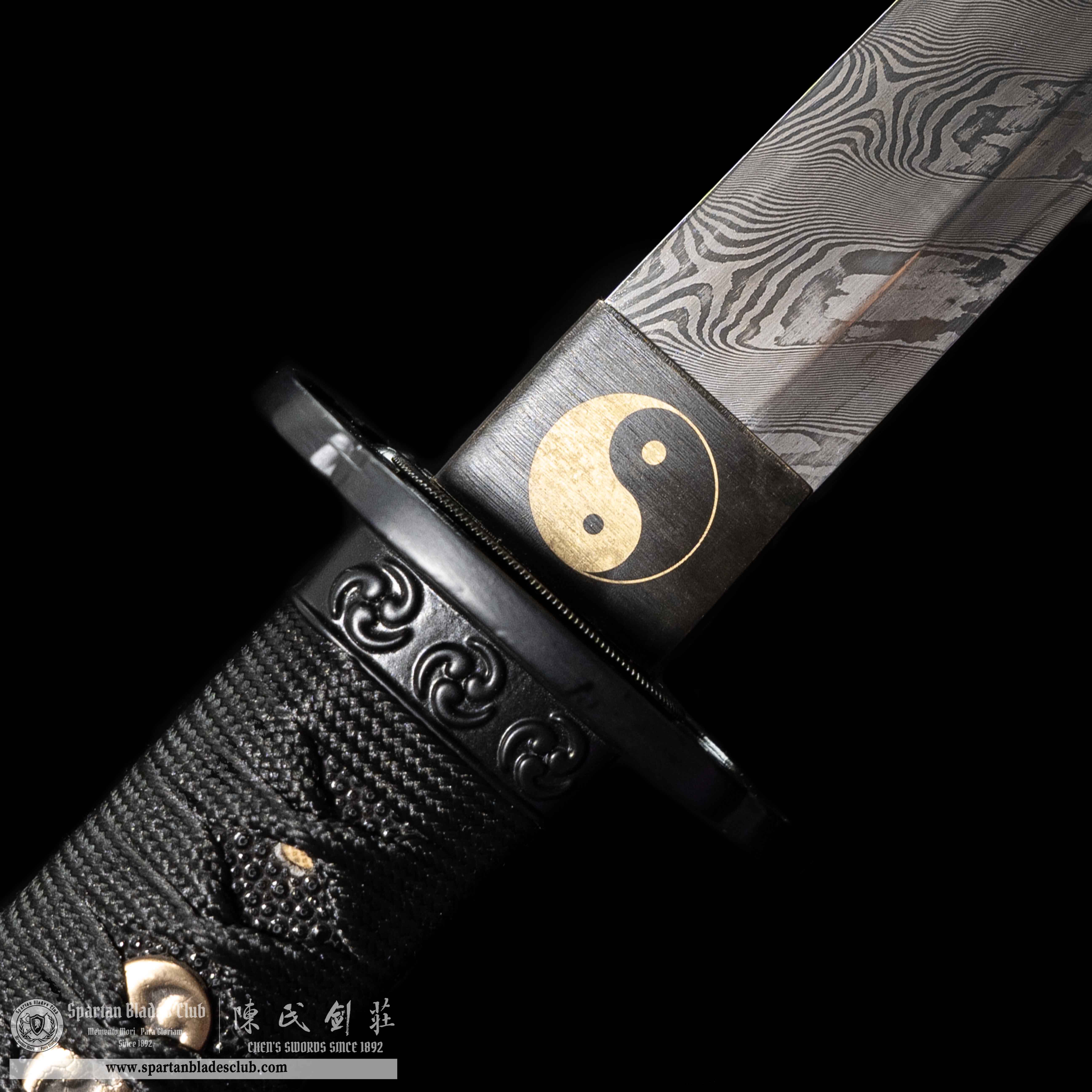HY09|☯️Yingyang Blade|Katana|Damascus stee|Black|Tai Chi|Battle-Ready|Full-tang|Spartan Blades Club|CHEN'S SWORDS 1892 - Spartan Blades Club - 陳氏劍莊1892