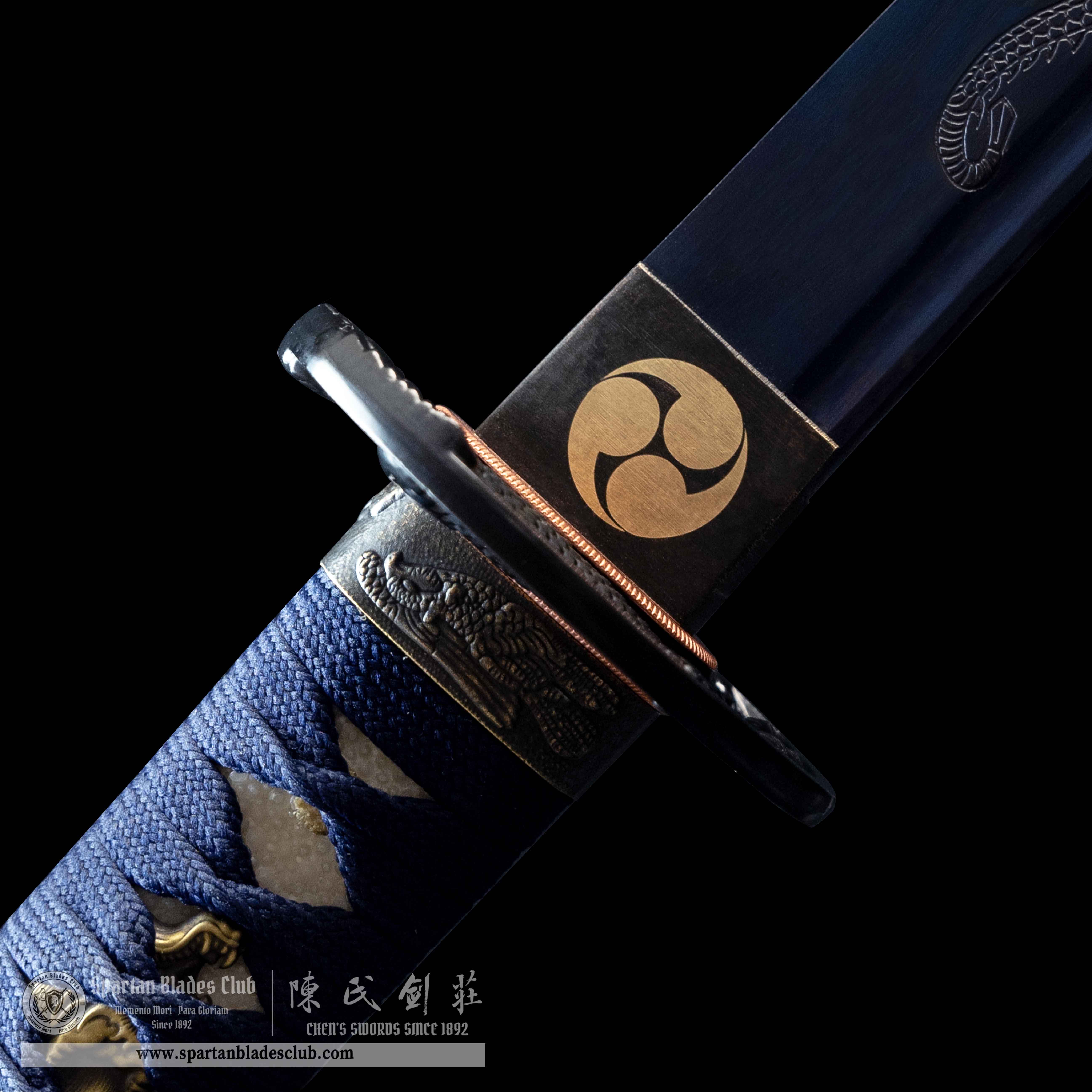 HY11｜🦅Azure Eagle Blade🔵｜Katana｜High carbon steel  Heat-colored blue｜Eagle｜Battle-Ready｜Full-tang｜Spartan Blades Club｜CHEN'S SWORDS 1892 - Spartan Blades Club - 陳氏劍莊1892