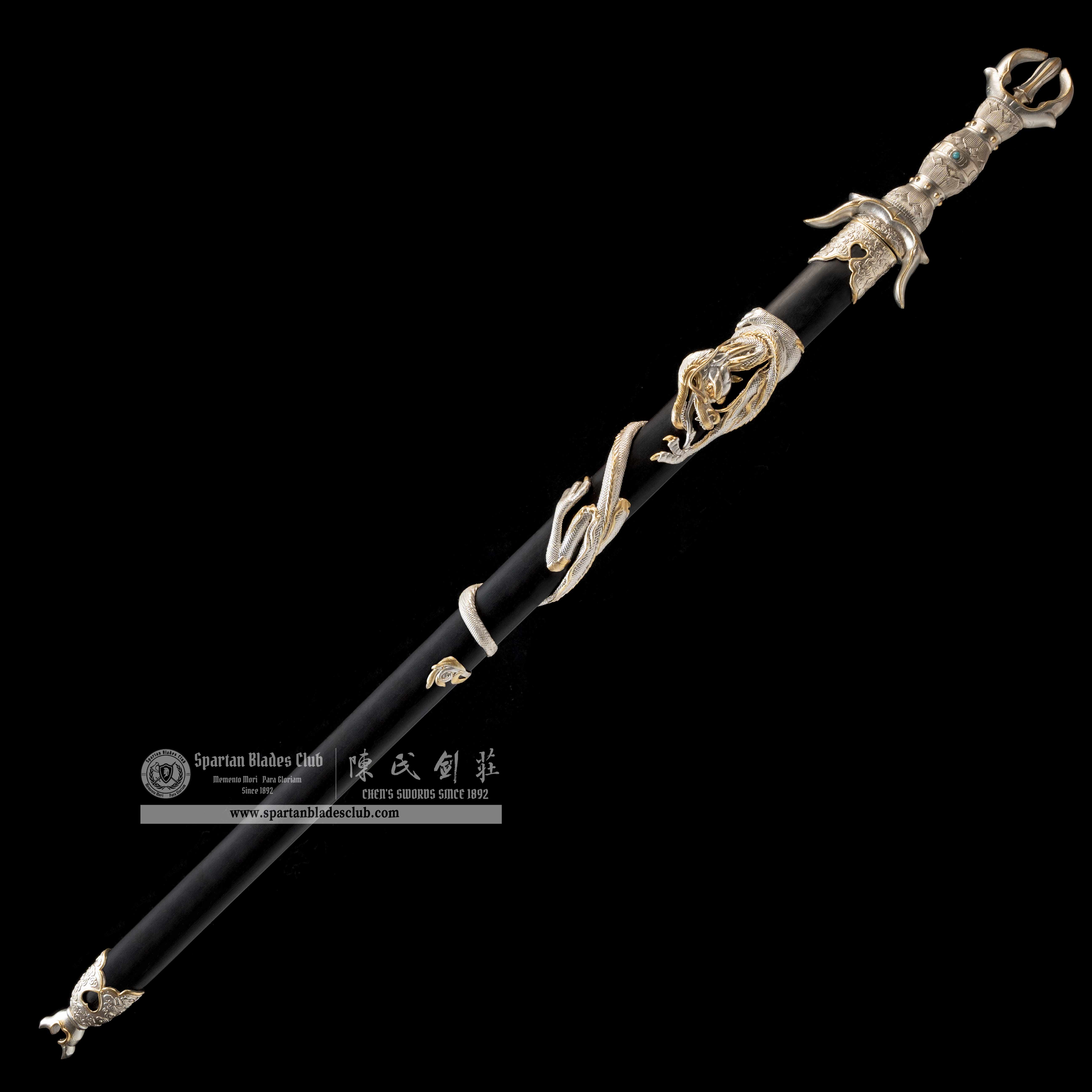 TR01|🐉JinHui Blade|Jian|Damascus steel|Loong dragon|Black&golden|Battle-Ready|Full-tang|Spartan Blades Club|CHEN'S SWORDS 1892 - Spartan Blades Club - 陳氏劍莊1892