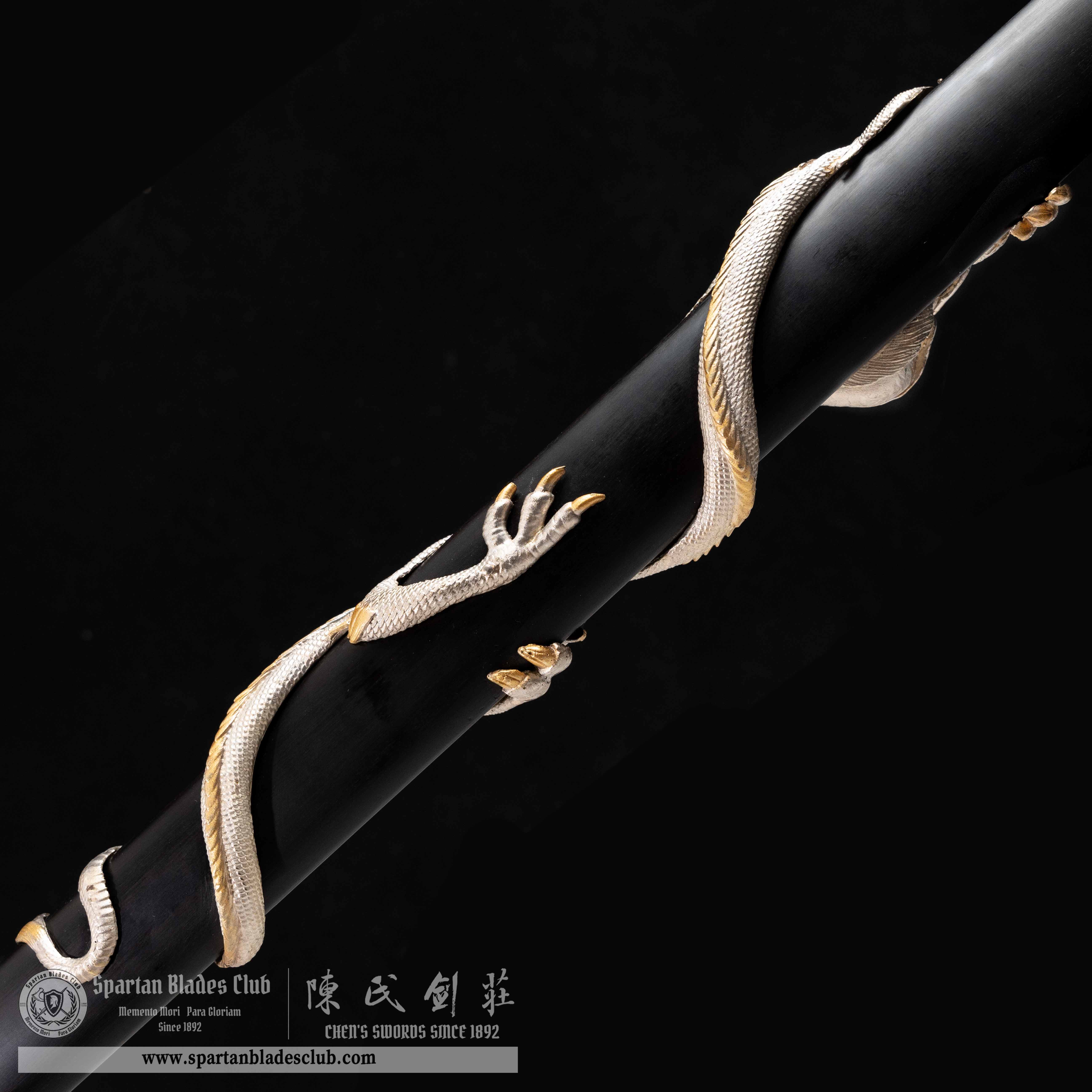 TR01|🐉JinHui Blade|Jian|Damascus steel|Loong dragon|Black&golden|Battle-Ready|Full-tang|Spartan Blades Club|CHEN'S SWORDS 1892 - Spartan Blades Club - 陳氏劍莊1892
