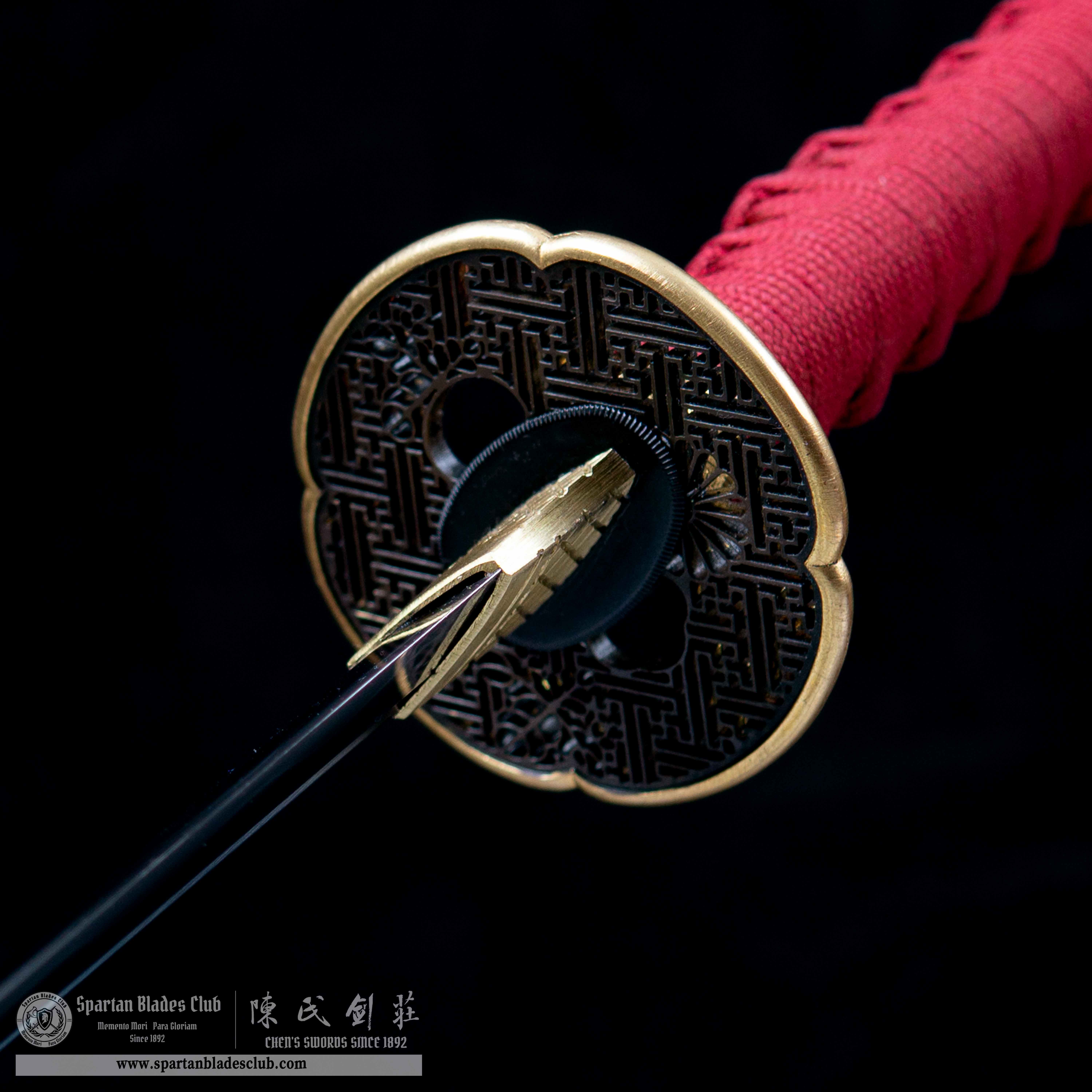 HY13|Crimson Phoenix Katana🔴⚫️|Katana|T10 steel|Clay-tempered|Real Hamon|Black&Red|Battle-Ready|Full-tang|Spartan Blades Club|CHEN'S SWORDS 1892 - Spartan Blades Club