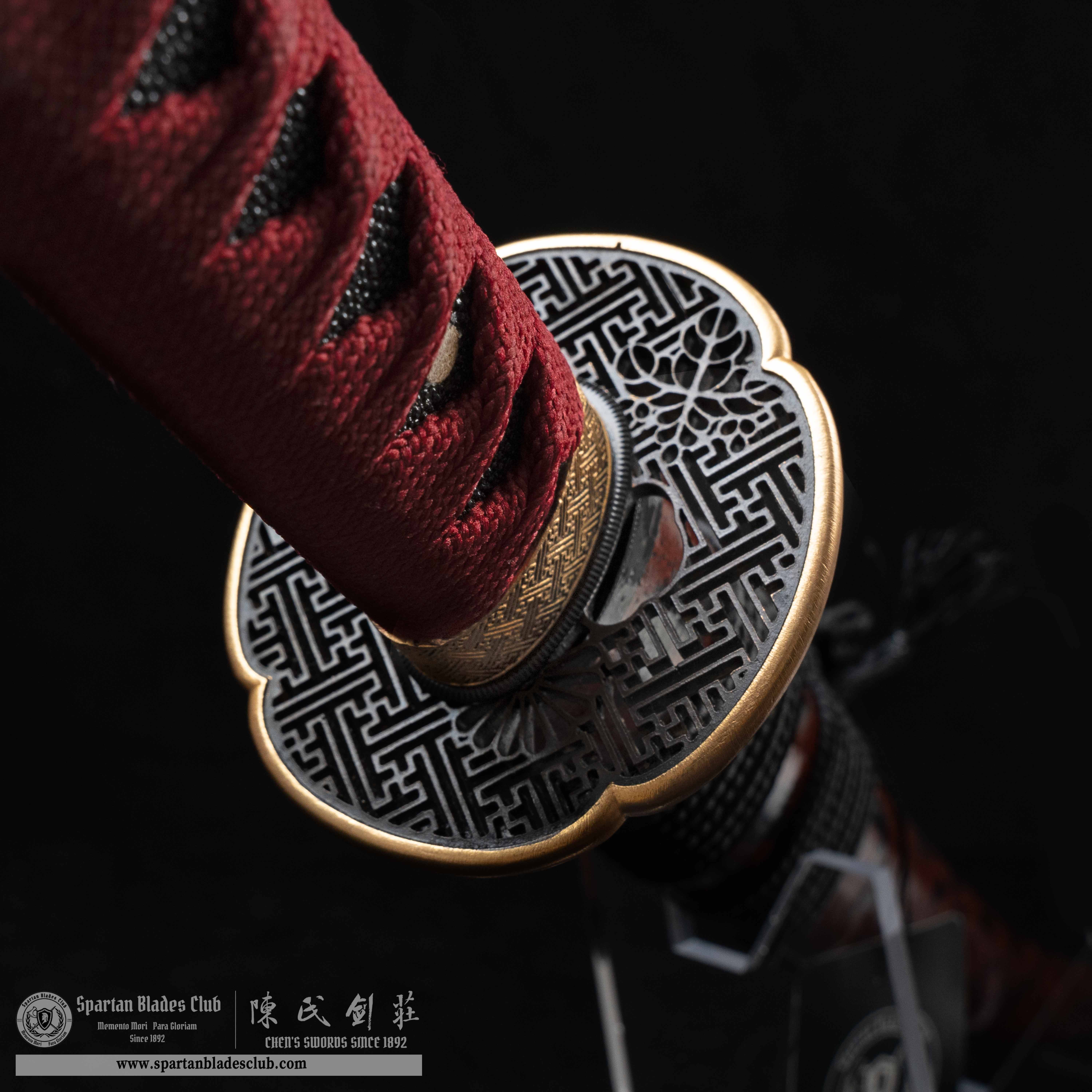 HY13|Crimson Phoenix Katana🔴⚫️|Katana|T10 steel|Clay-tempered|Real Hamon|Black&Red|Battle-Ready|Full-tang|Spartan Blades Club|CHEN'S SWORDS 1892 - Spartan Blades Club