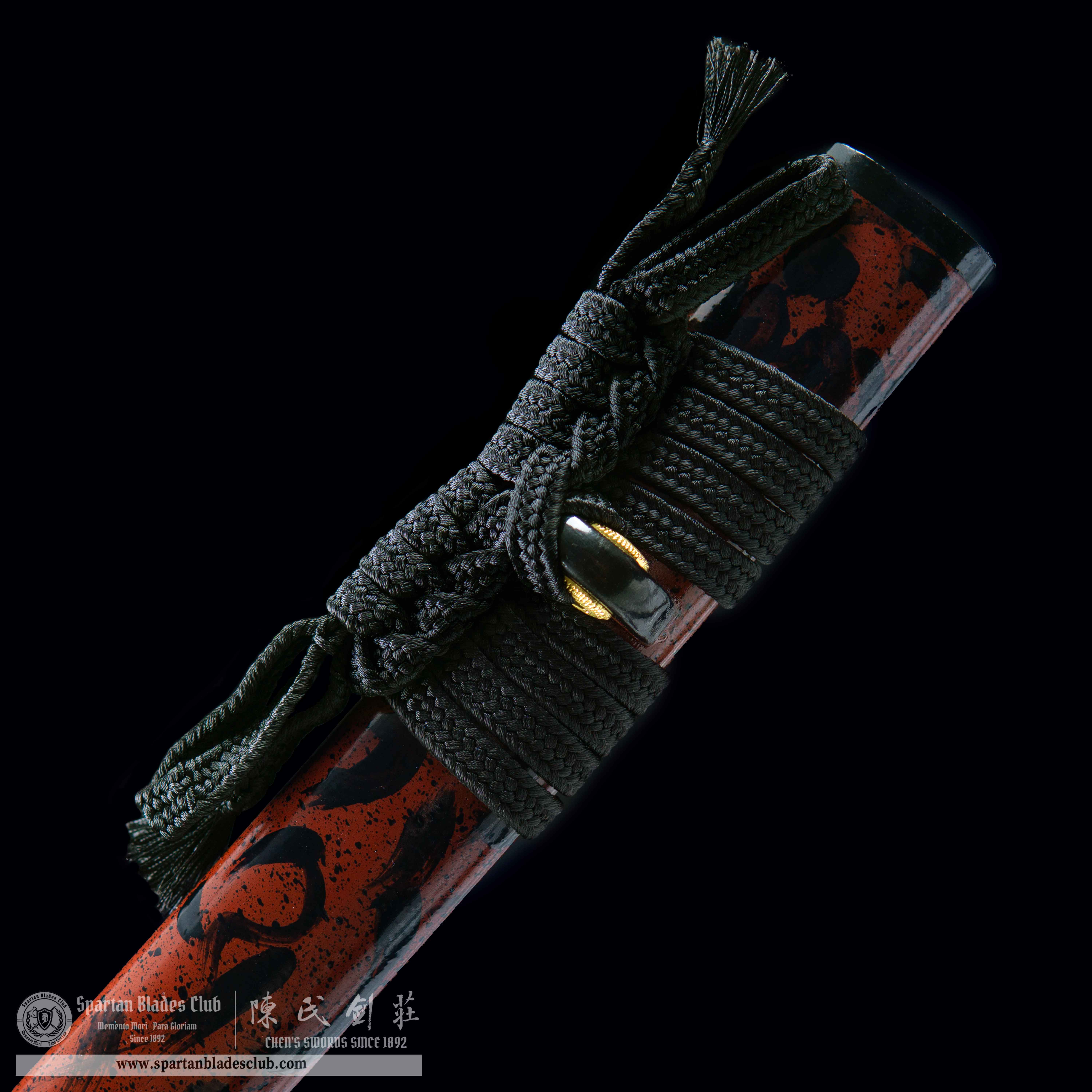 HY13|Crimson Phoenix Katana🔴⚫️|Katana|T10 steel|Clay-tempered|Real Hamon|Black&Red|Battle-Ready|Full-tang|Spartan Blades Club|CHEN'S SWORDS 1892 - Spartan Blades Club
