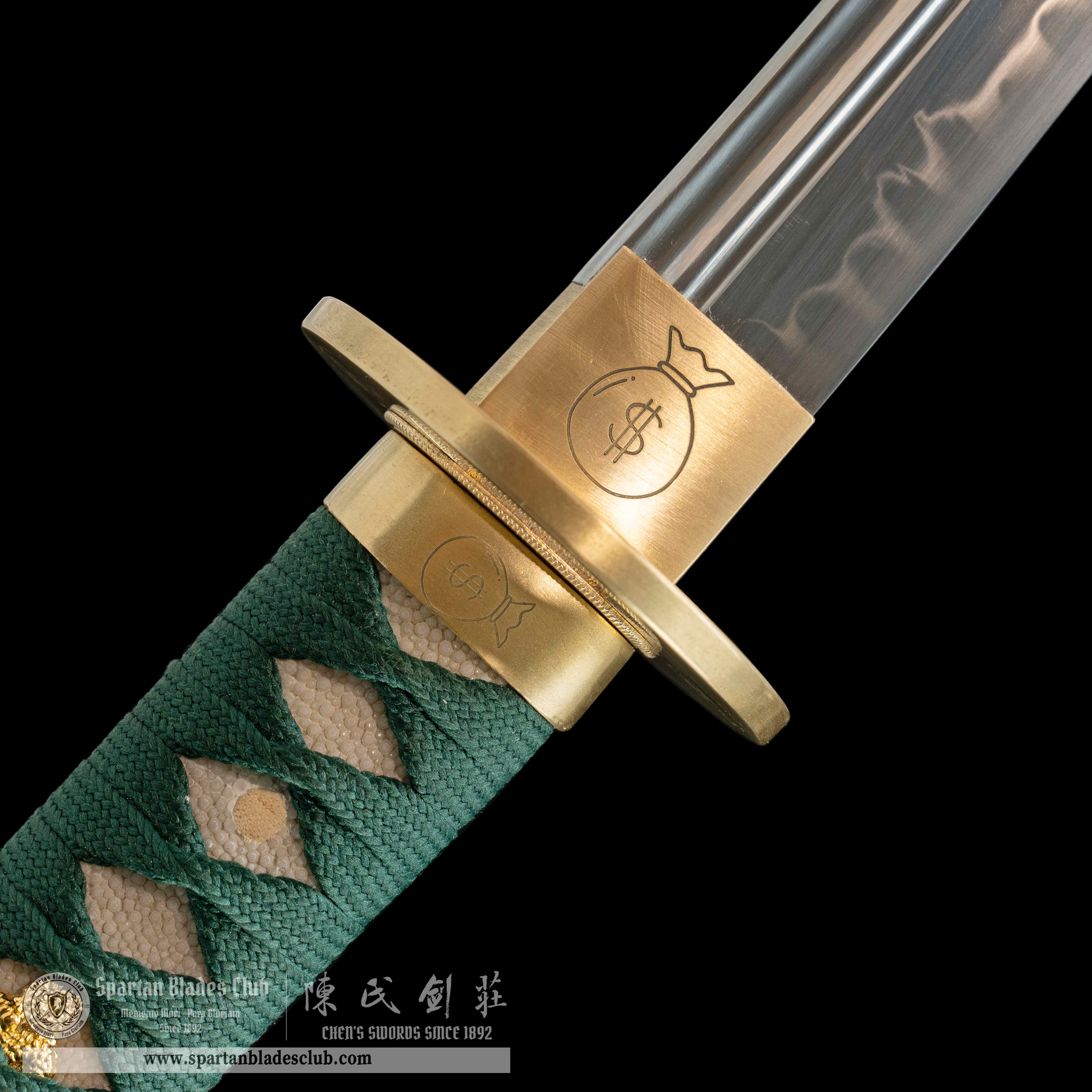 HY14|💲Green Fortune Blade|Tanto|T10 steel|Clay-tempered|Real Hamon|Fortune|Green|Battle-Ready|Full-tang|Spartan Blades Club|CHEN'S SWORDS 1892 - Spartan Blades Club - 陳氏劍莊1892
