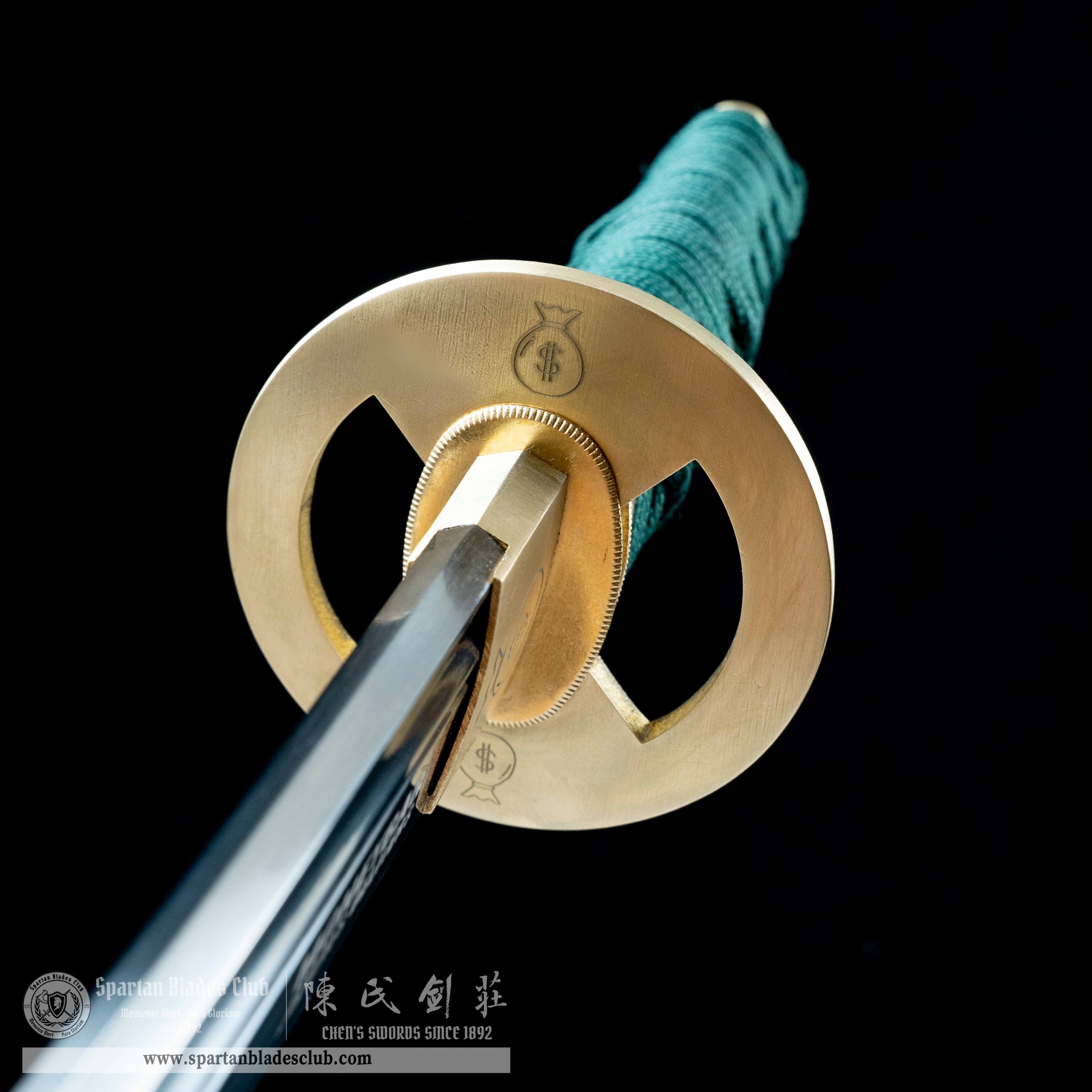HY14|💲Green Fortune Blade|Tanto|T10 steel|Clay-tempered|Real Hamon|Fortune|Green|Battle-Ready|Full-tang|Spartan Blades Club|CHEN'S SWORDS 1892 - Spartan Blades Club - 陳氏劍莊1892