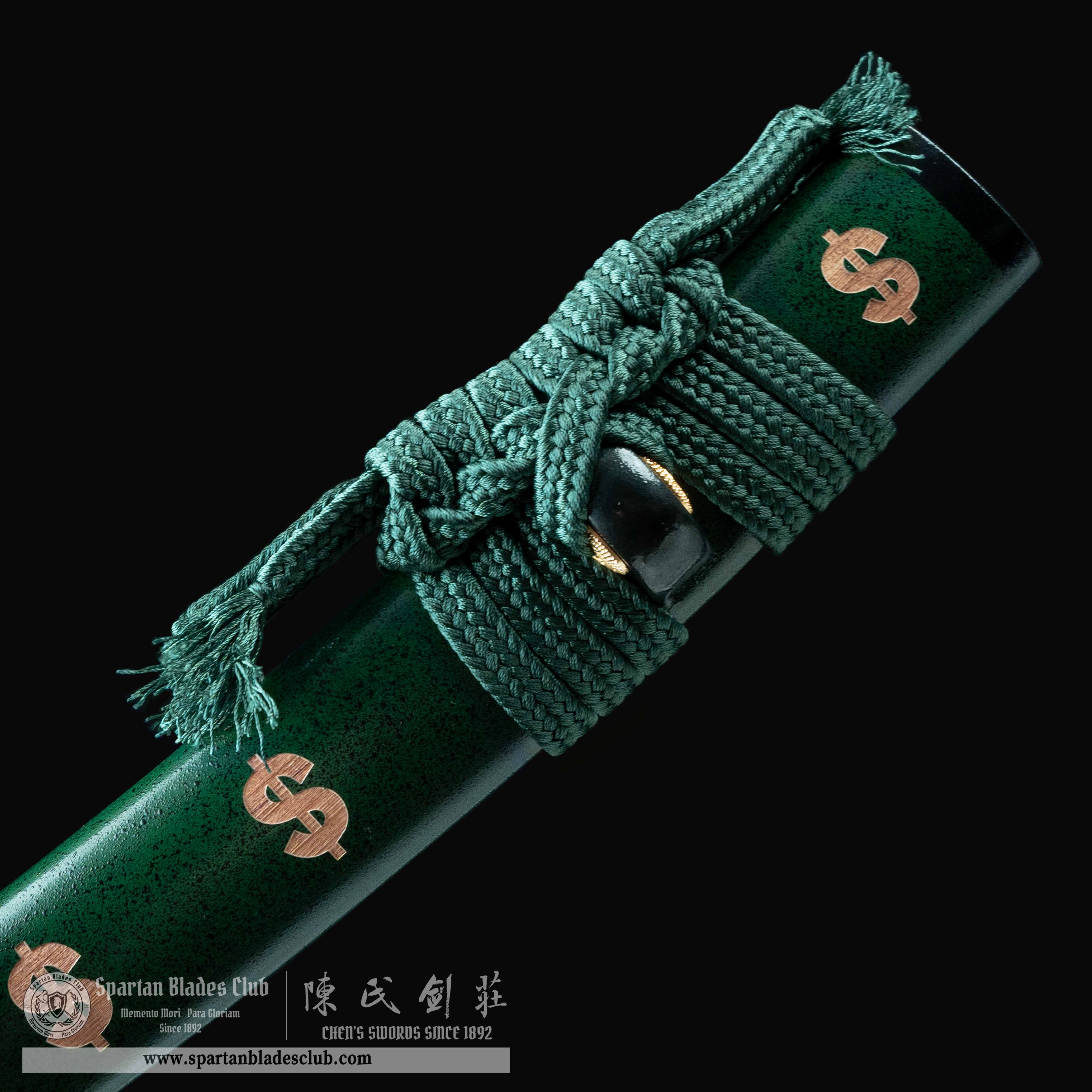 HY14|💲Green Fortune Blade|Tanto|T10 steel|Clay-tempered|Real Hamon|Fortune|Green|Battle-Ready|Full-tang|Spartan Blades Club|CHEN'S SWORDS 1892 - Spartan Blades Club - 陳氏劍莊1892