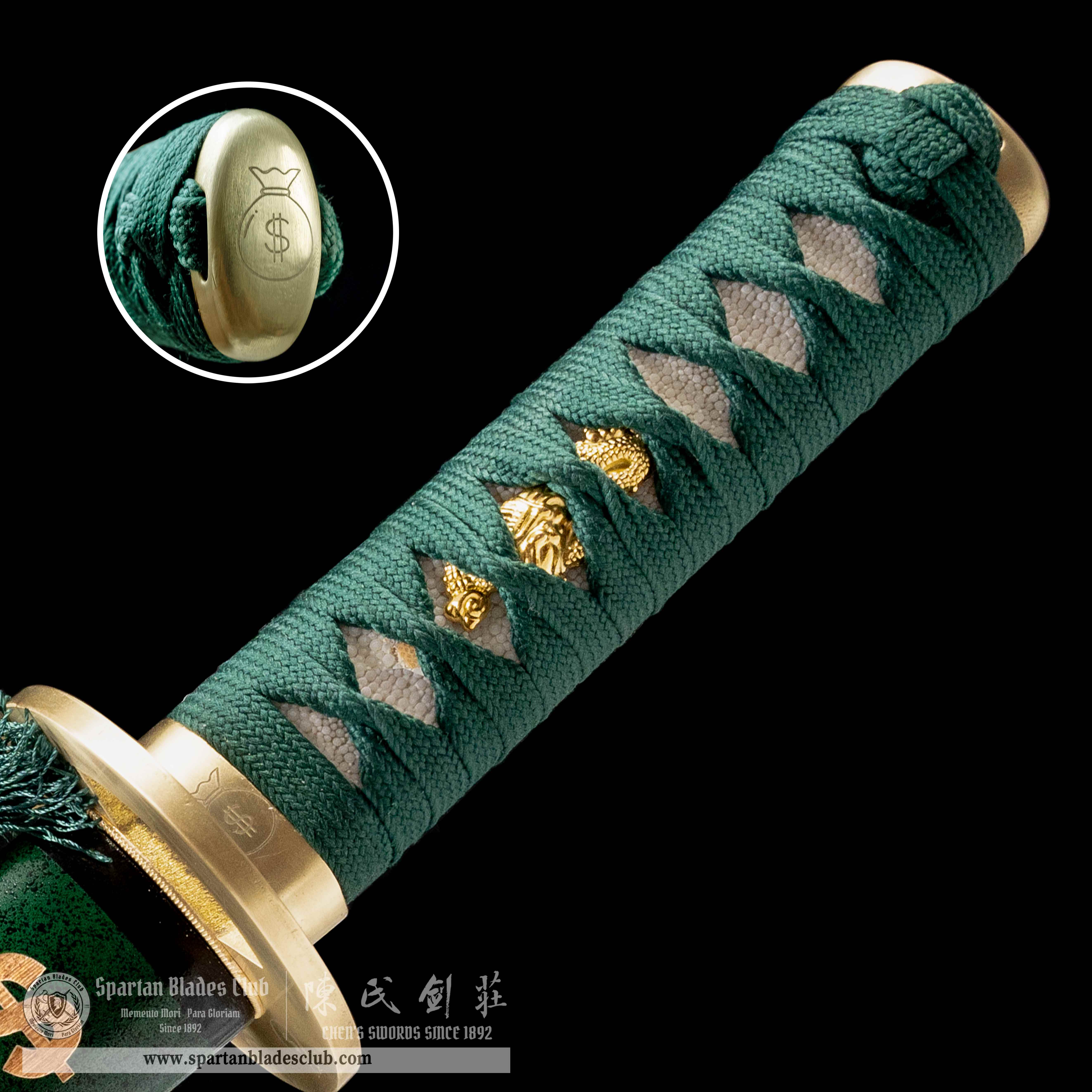 HY14|💲Green Fortune Blade|Tanto|T10 steel|Clay-tempered|Real Hamon|Fortune|Green|Battle-Ready|Full-tang|Spartan Blades Club|CHEN'S SWORDS 1892 - Spartan Blades Club - 陳氏劍莊1892