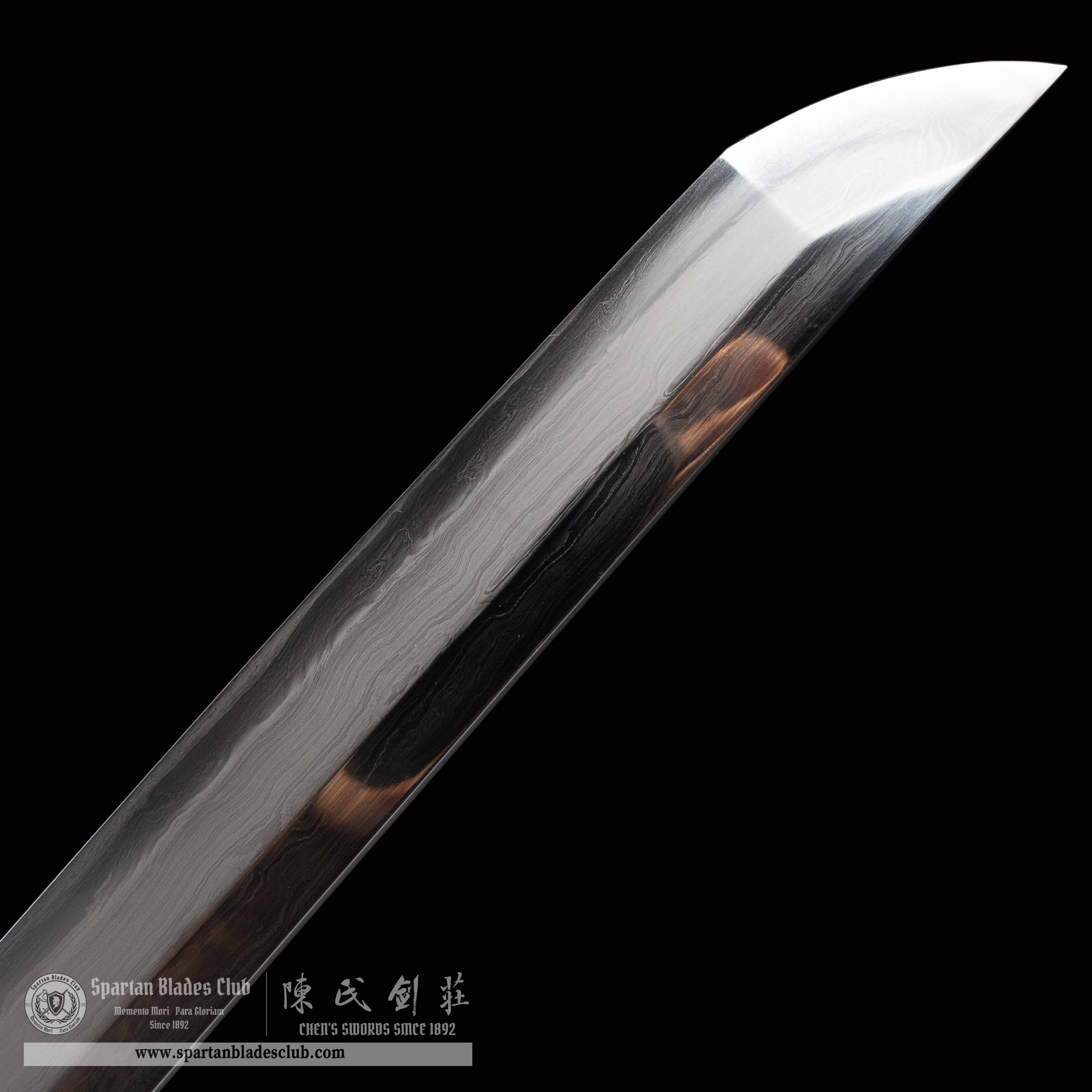 HY15|Fishscale Shadow Katana|Katana|Damascus steel wraps around T10 steel|fishskin|Black&White|Battle-Ready|Full-tang|Spartan Blades Club|CHEN'S SWORDS 1892 - Spartan Blades Club - 陳氏劍莊1892