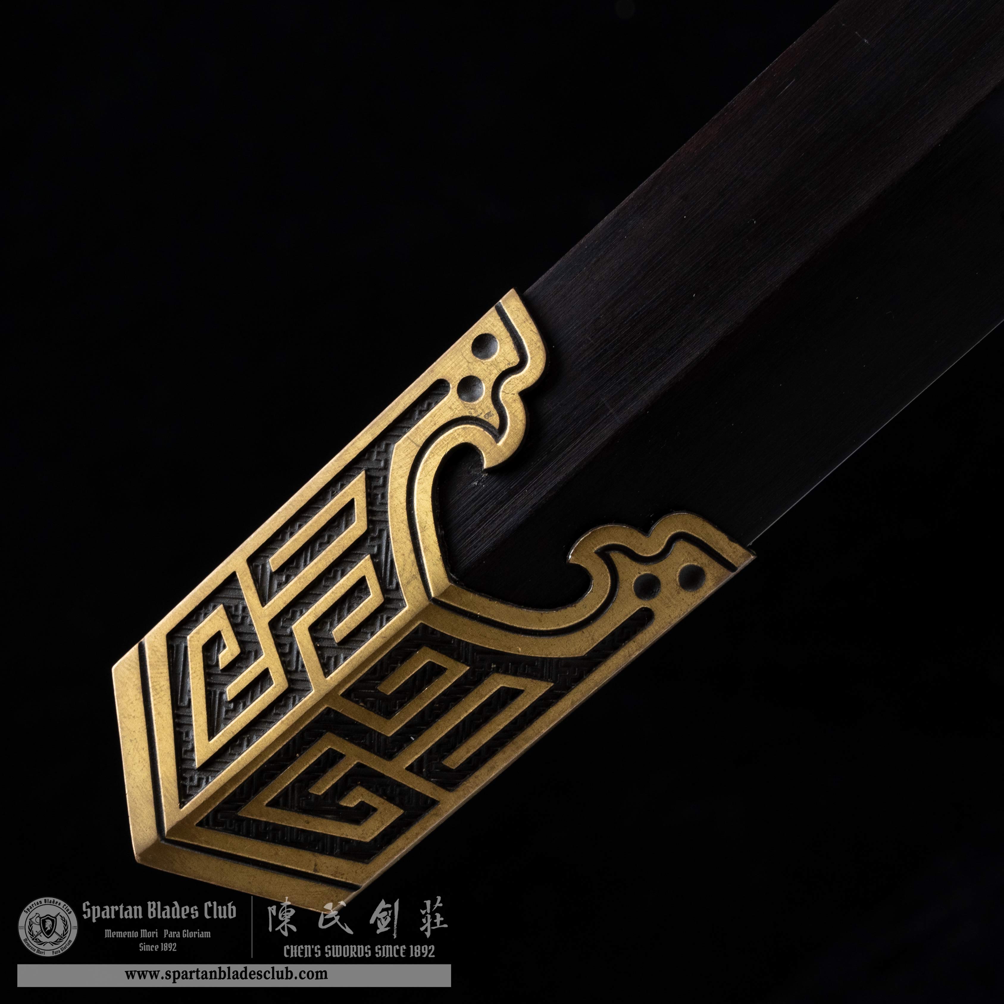 QQ05｜👑Qinwang Sword｜Jian｜Damascus steel｜Black&golden｜Battle-Ready｜Full-tang｜Spartan Blades Club｜CHEN'S SWORDS 1892 - Spartan Blades Club - 陳氏劍莊1892