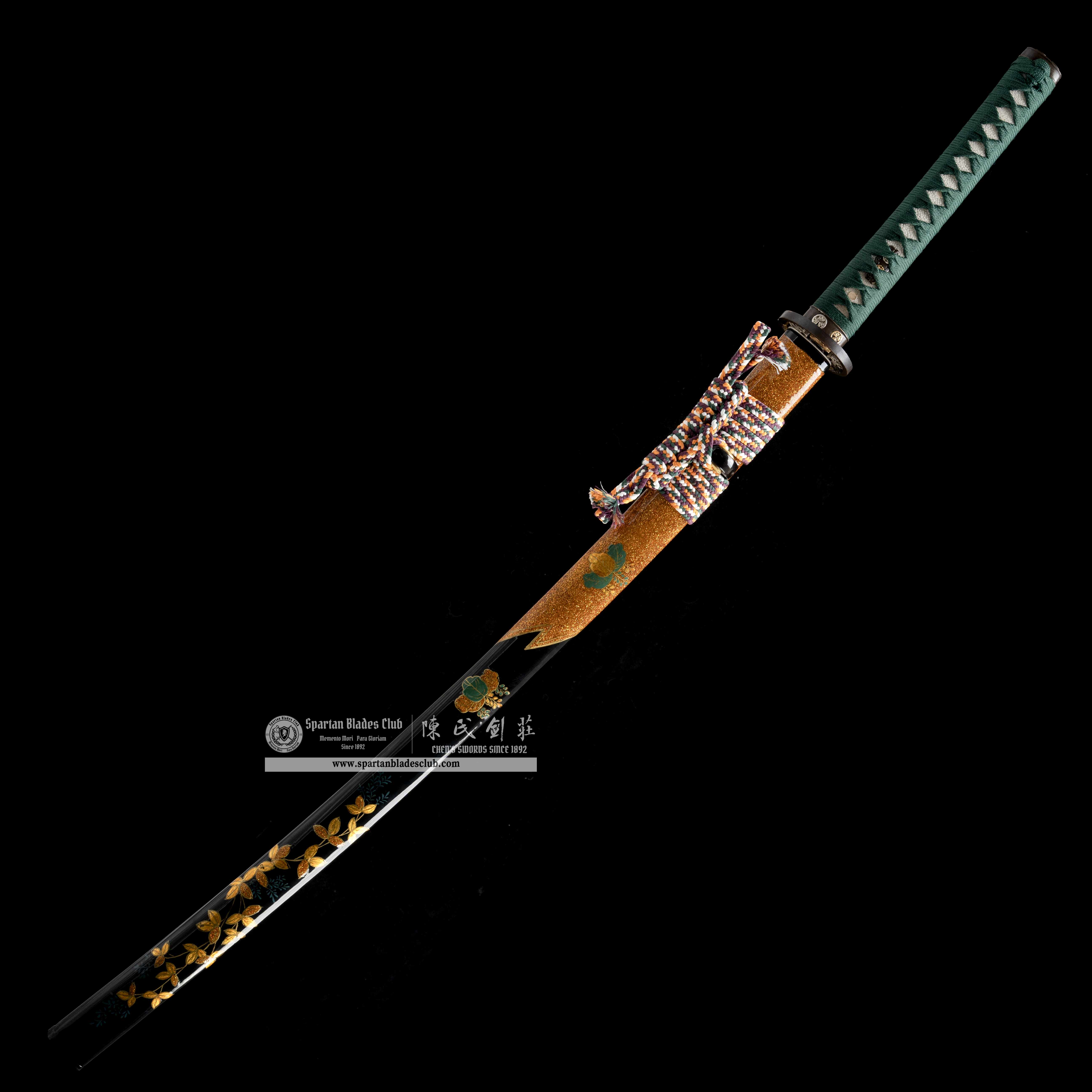 HY16|Verdant Orchid Katana|Katana|Tamahagane steel|flower|Black&Green|Battle-Ready|Full-tang|Spartan Blades Club|CHEN'S SWORDS 1892 - Spartan Blades Club - 陳氏劍莊1892