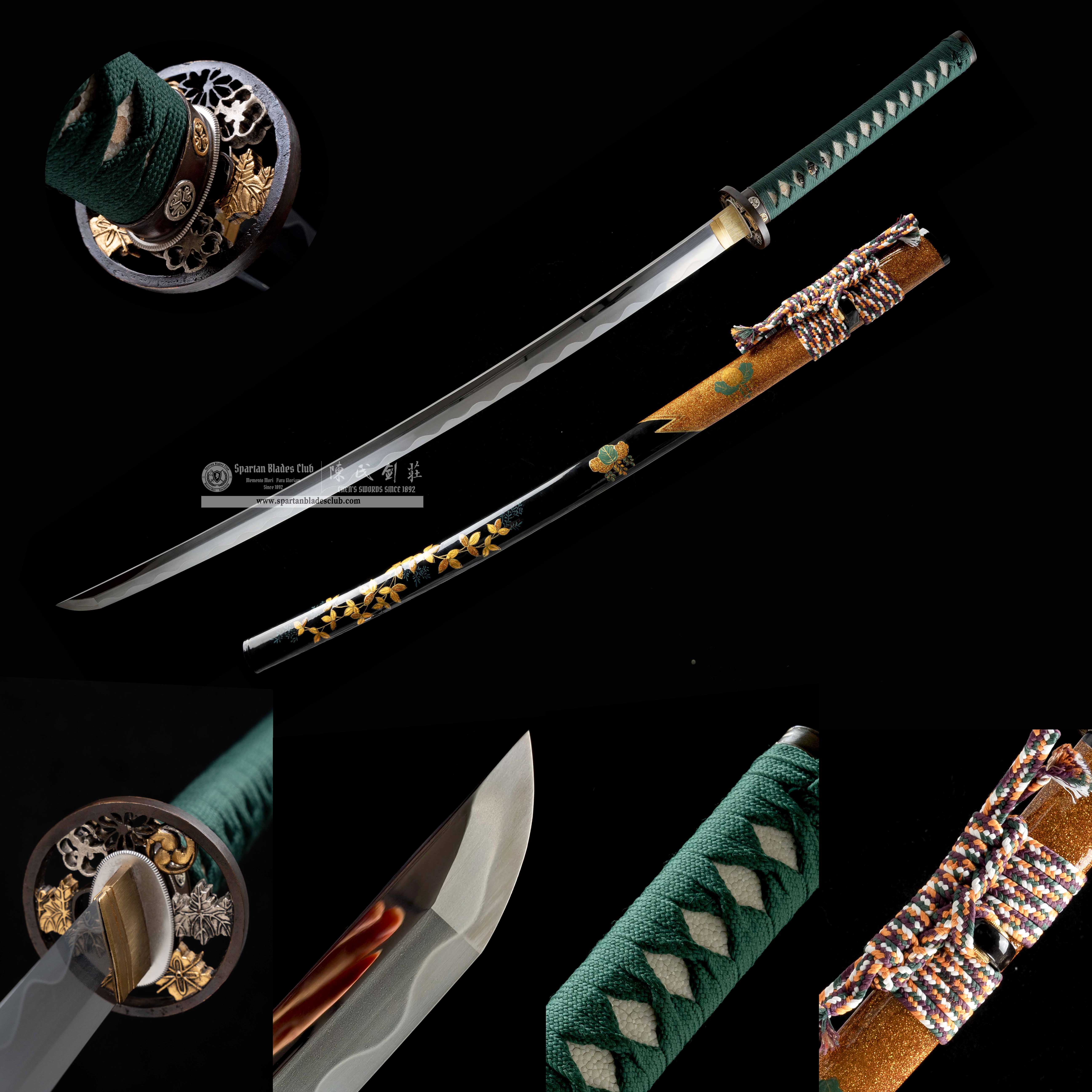 HY16|Verdant Orchid Katana|Katana|Tamahagane steel|flower|Black&Green|Battle-Ready|Full-tang|Spartan Blades Club|CHEN'S SWORDS 1892 - Spartan Blades Club - 陳氏劍莊1892