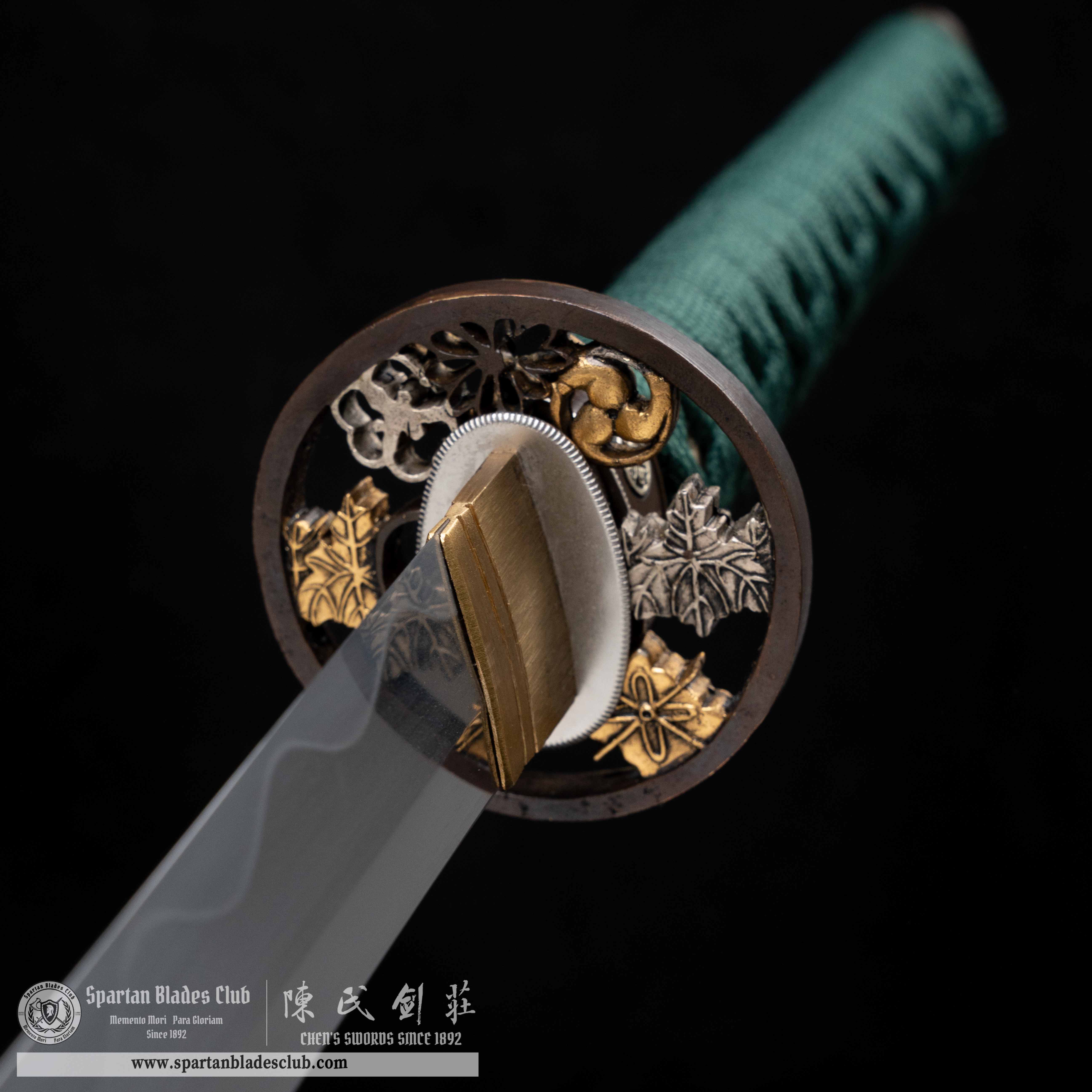 HY16|Verdant Orchid Katana|Katana|Tamahagane steel|flower|Black&Green|Battle-Ready|Full-tang|Spartan Blades Club|CHEN'S SWORDS 1892 - Spartan Blades Club - 陳氏劍莊1892