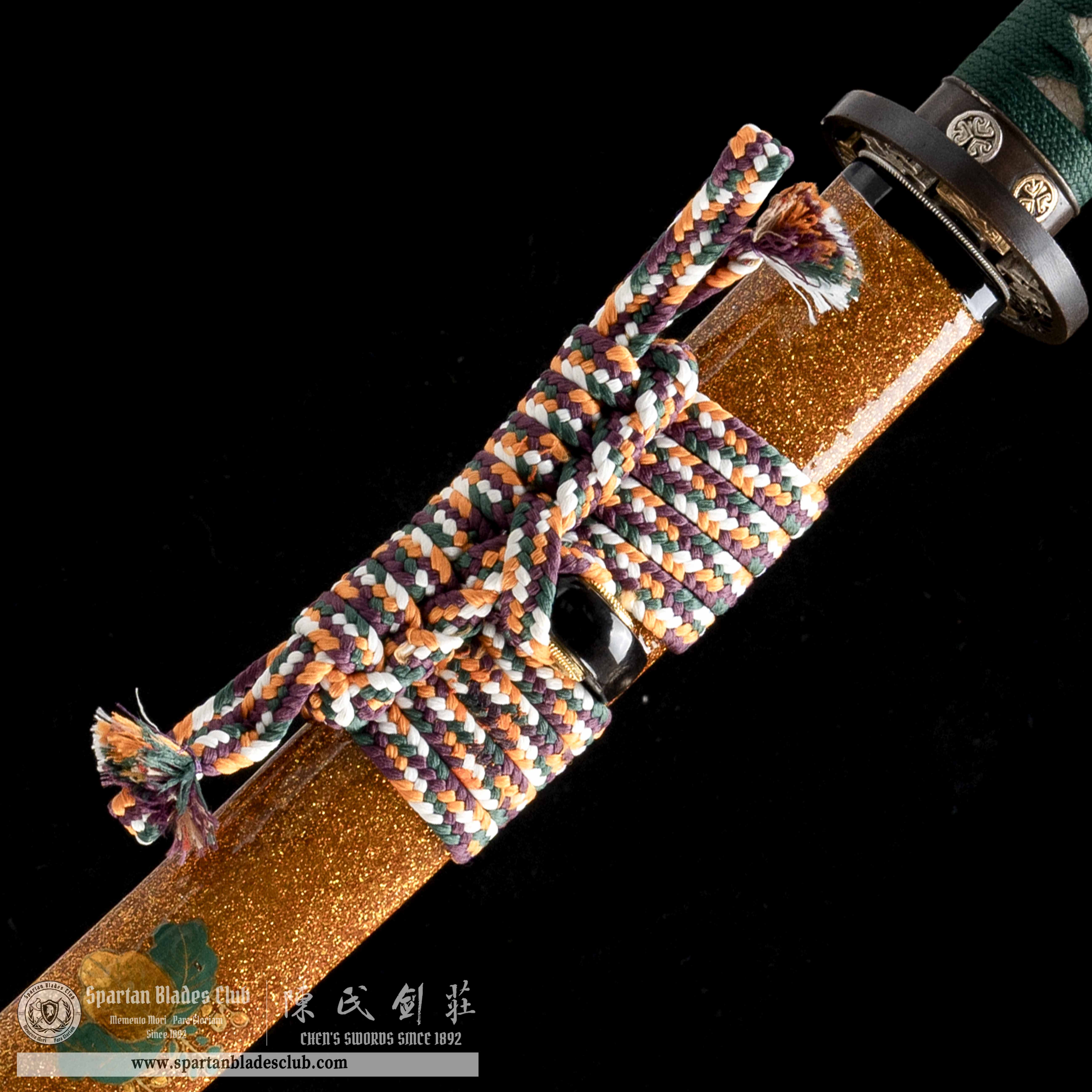 HY16|Verdant Orchid Katana|Katana|Tamahagane steel|flower|Black&Green|Battle-Ready|Full-tang|Spartan Blades Club|CHEN'S SWORDS 1892 - Spartan Blades Club - 陳氏劍莊1892