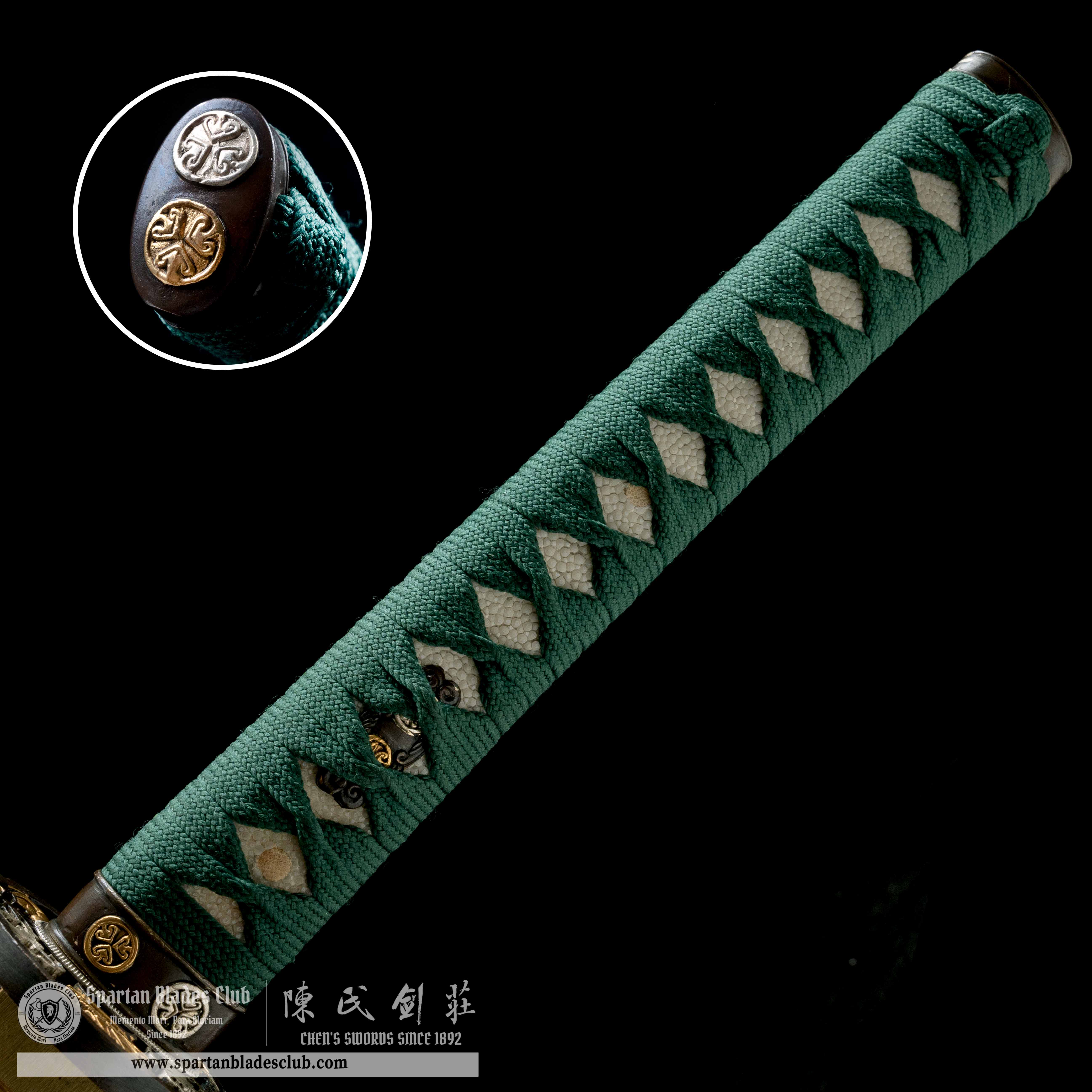 HY16|Verdant Orchid Katana|Katana|Tamahagane steel|flower|Black&Green|Battle-Ready|Full-tang|Spartan Blades Club|CHEN'S SWORDS 1892 - Spartan Blades Club - 陳氏劍莊1892