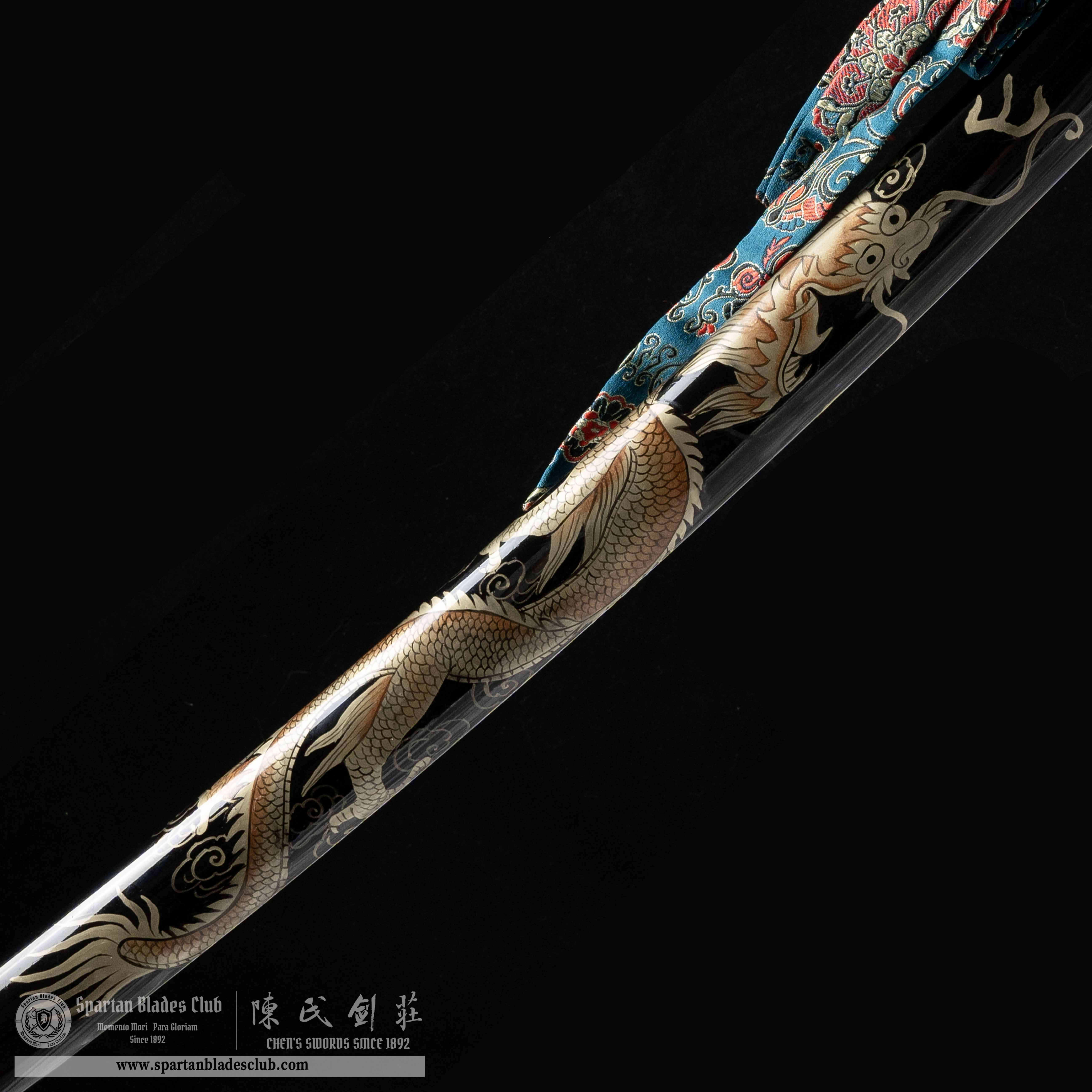HY17|Loong Yao Blade|Katana|Damascus steel|Loong(dragon)|Black&Green|Battle-Ready|Full-tang|Spartan Blades Club|CHEN'S SWORDS 1892 - Spartan Blades Club - 陳氏劍莊1892