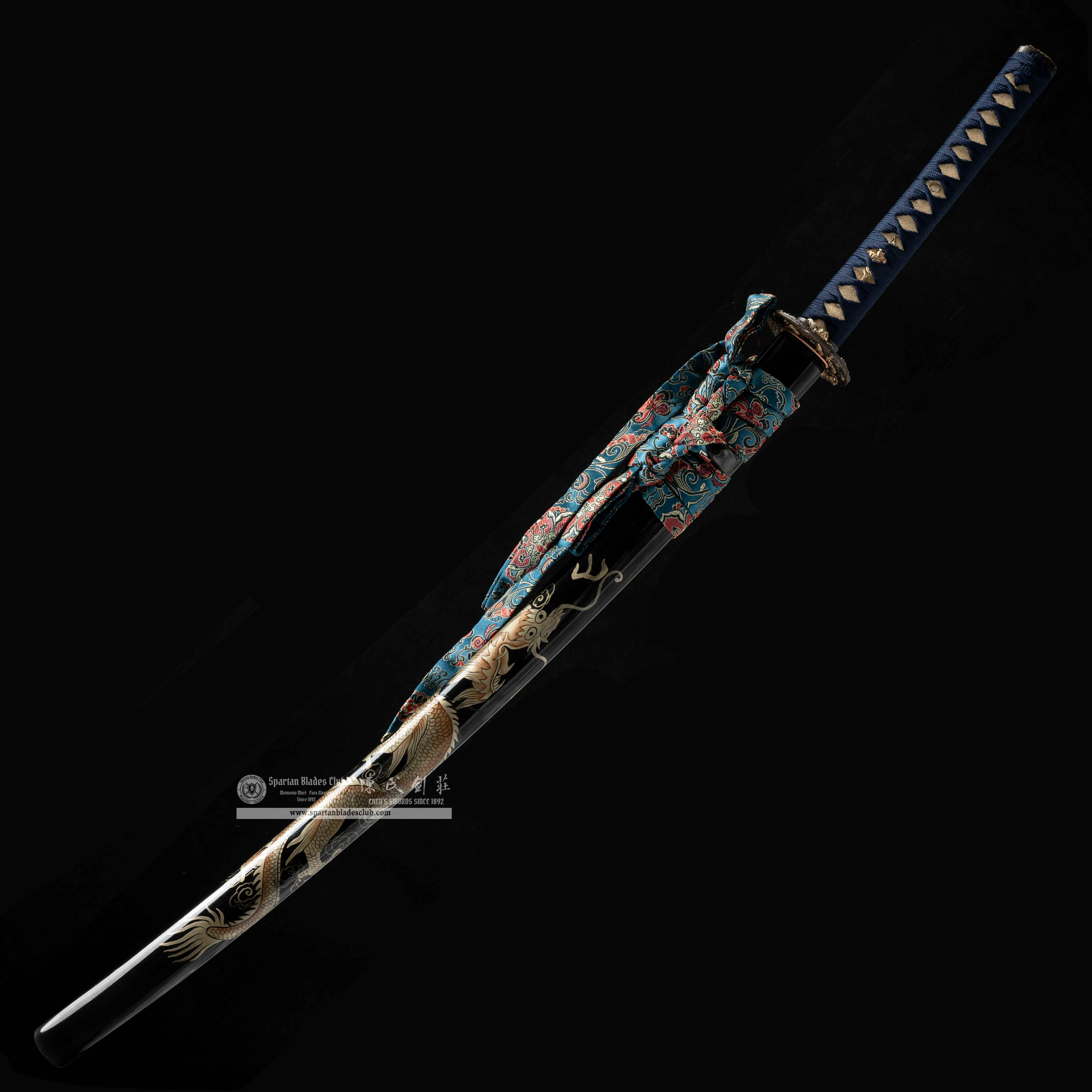 HY17|Loong Yao Blade|Katana|Damascus steel|Loong(dragon)|Black&Green|Battle-Ready|Full-tang|Spartan Blades Club|CHEN'S SWORDS 1892 - Spartan Blades Club - 陳氏劍莊1892
