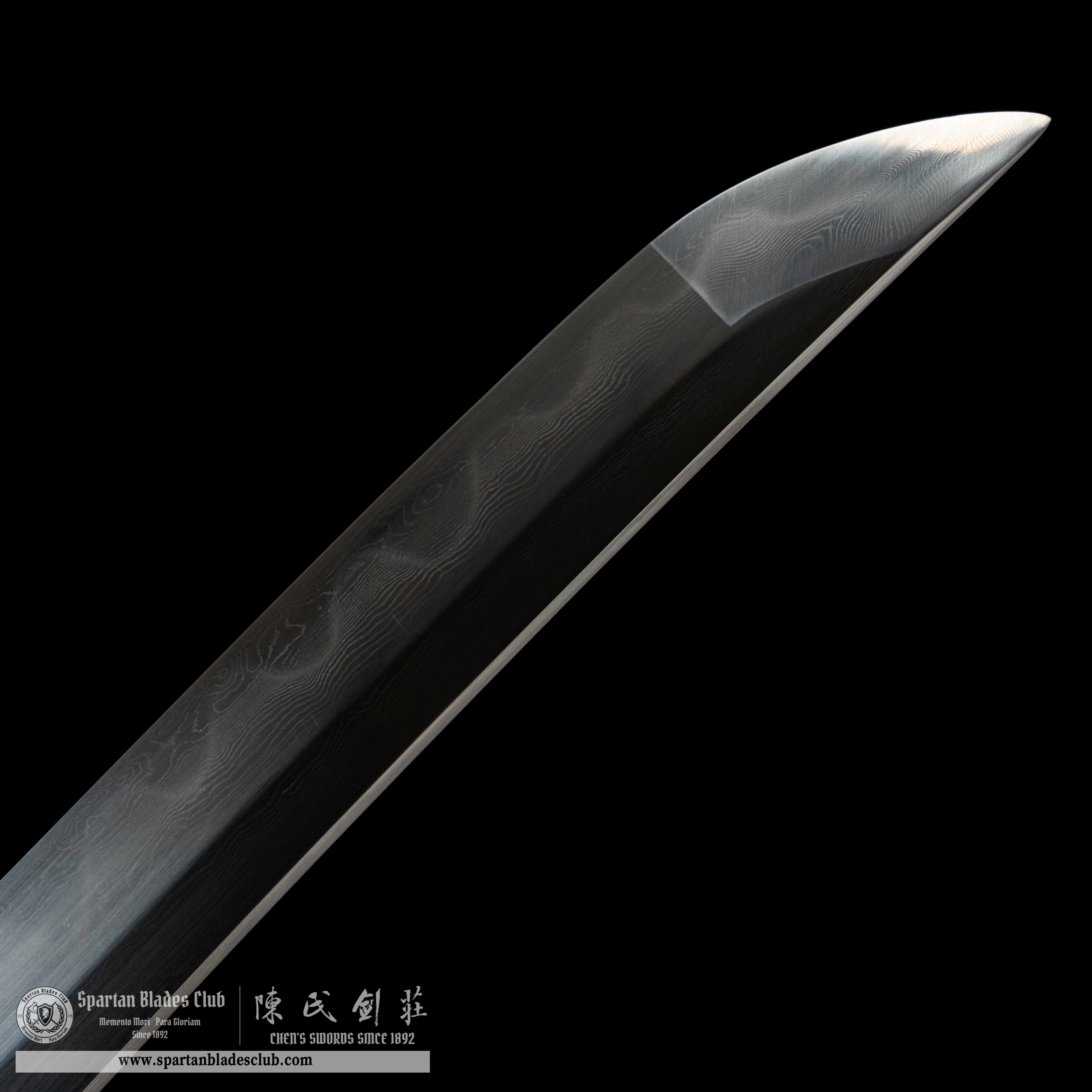 HY19|🐯Hu Lan Samurai|Wakizashi|Damascus steel|Clay-tempered|Real Hamon|Tiger|Black&blue|Battle-Ready|Full-tang|Spartan Blades Club| CHEN'S SWORDS 1892 - Spartan Blades Club