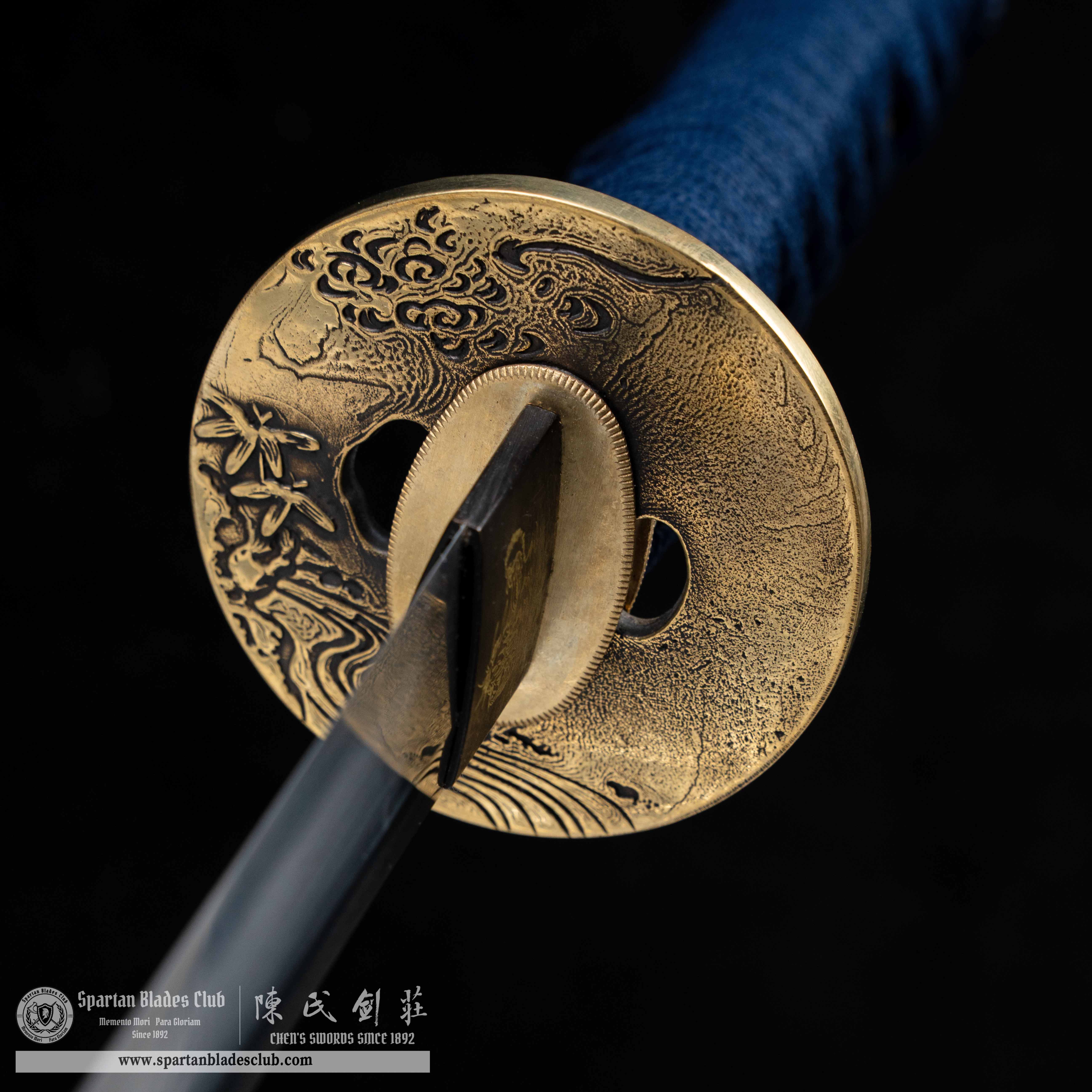 HY19|🐯Hu Lan Samurai|Wakizashi|Damascus steel|Clay-tempered|Real Hamon|Tiger|Black&blue|Battle-Ready|Full-tang|Spartan Blades Club| CHEN'S SWORDS 1892 - Spartan Blades Club