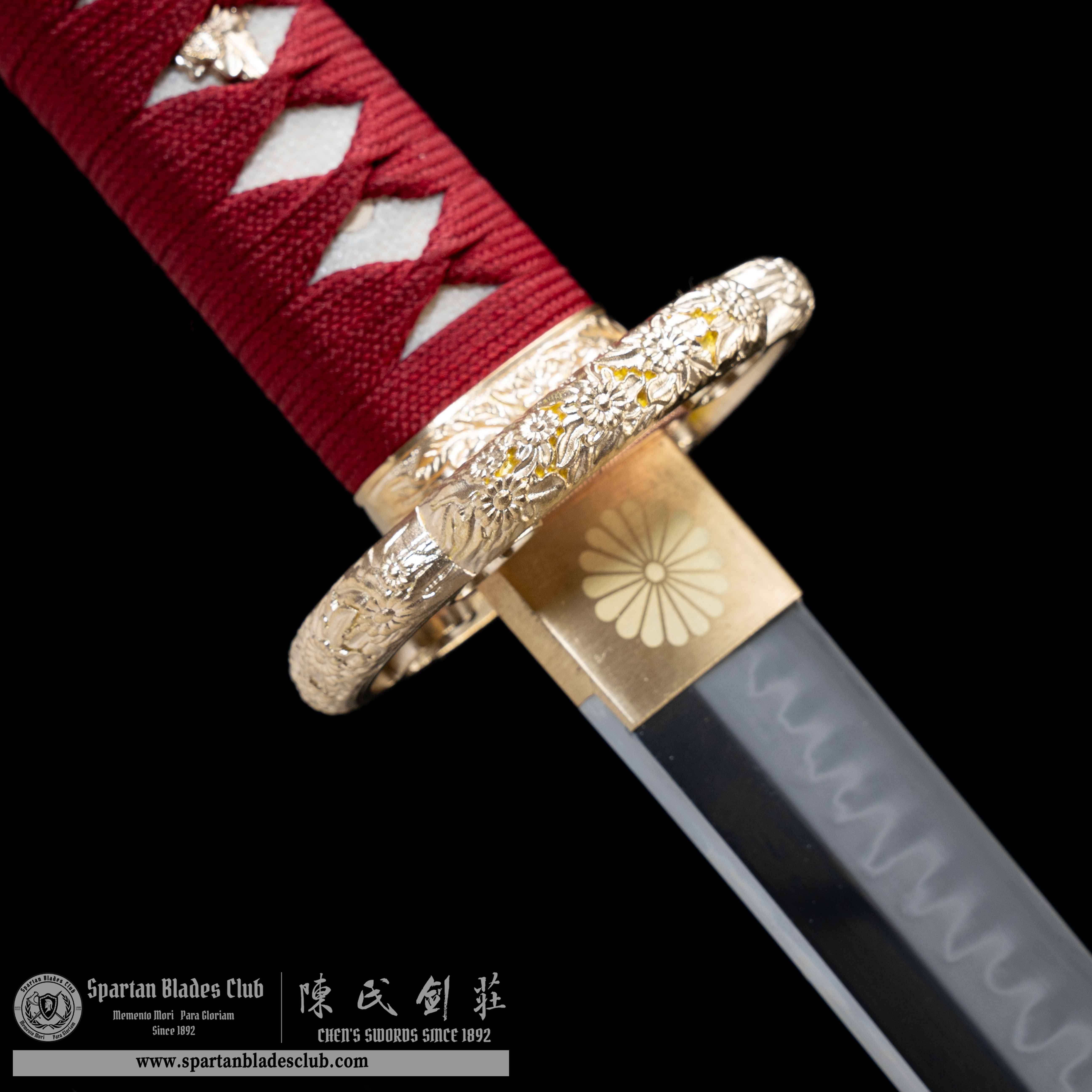 HY20|Fei Ju Samurai|Odachi|T10 steel|Clay-tempered|Real Hamon|flower|chrysanthemum|red & green|Battle-Ready|Full-tang|Spartan Blades Club|CHEN'S SWORDS 1892 - Spartan Blades Club - 陳氏劍莊1892