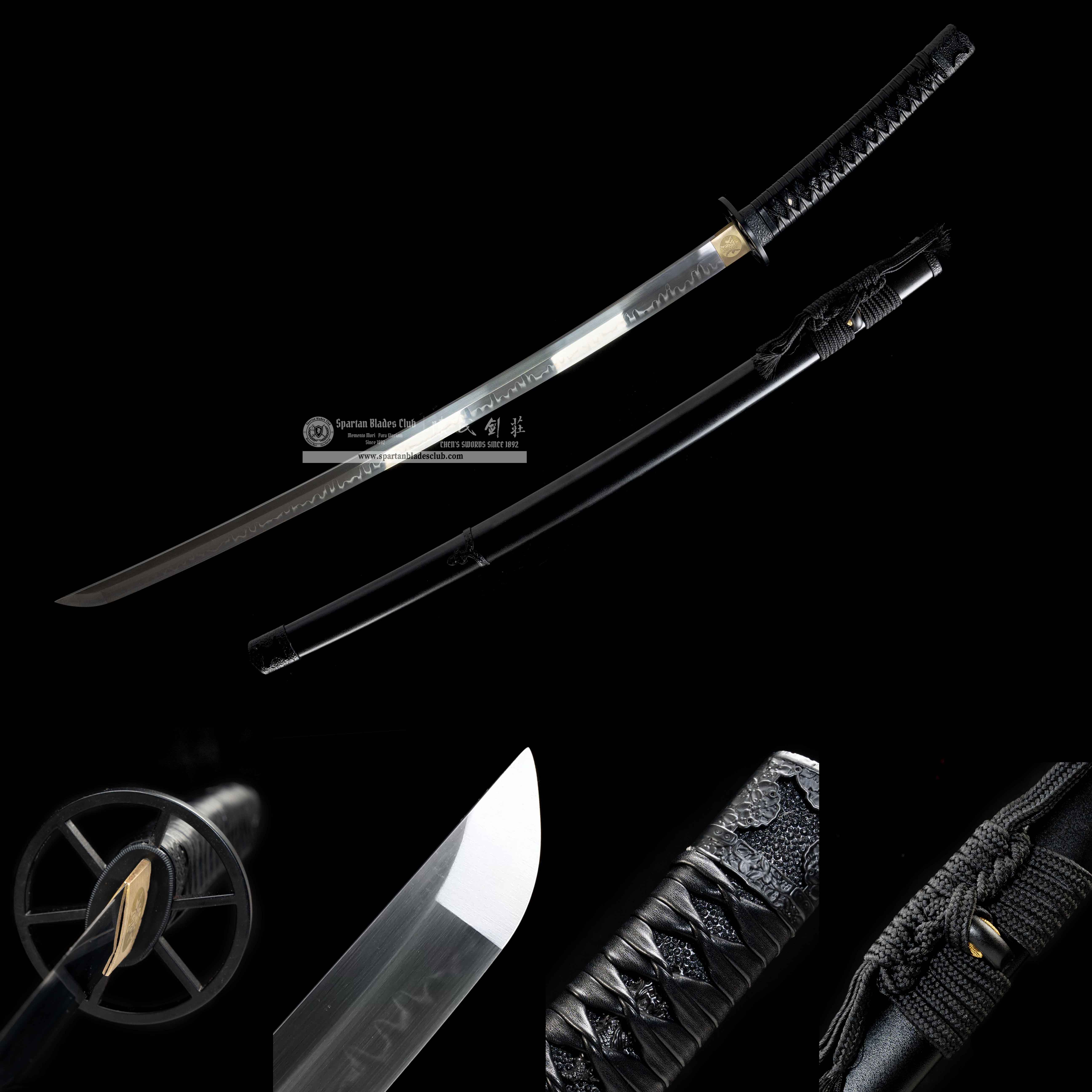 HY21|⚫️Ruroni Kenshin-Battosai|Han-dachi|T10 steel|Clay-tempered|Real Hamon|Black|Battle-Ready|Full-tang|Spartan Blades Club|CHEN'S SWORDS 1892 - Spartan Blades Club - 陳氏劍莊1892