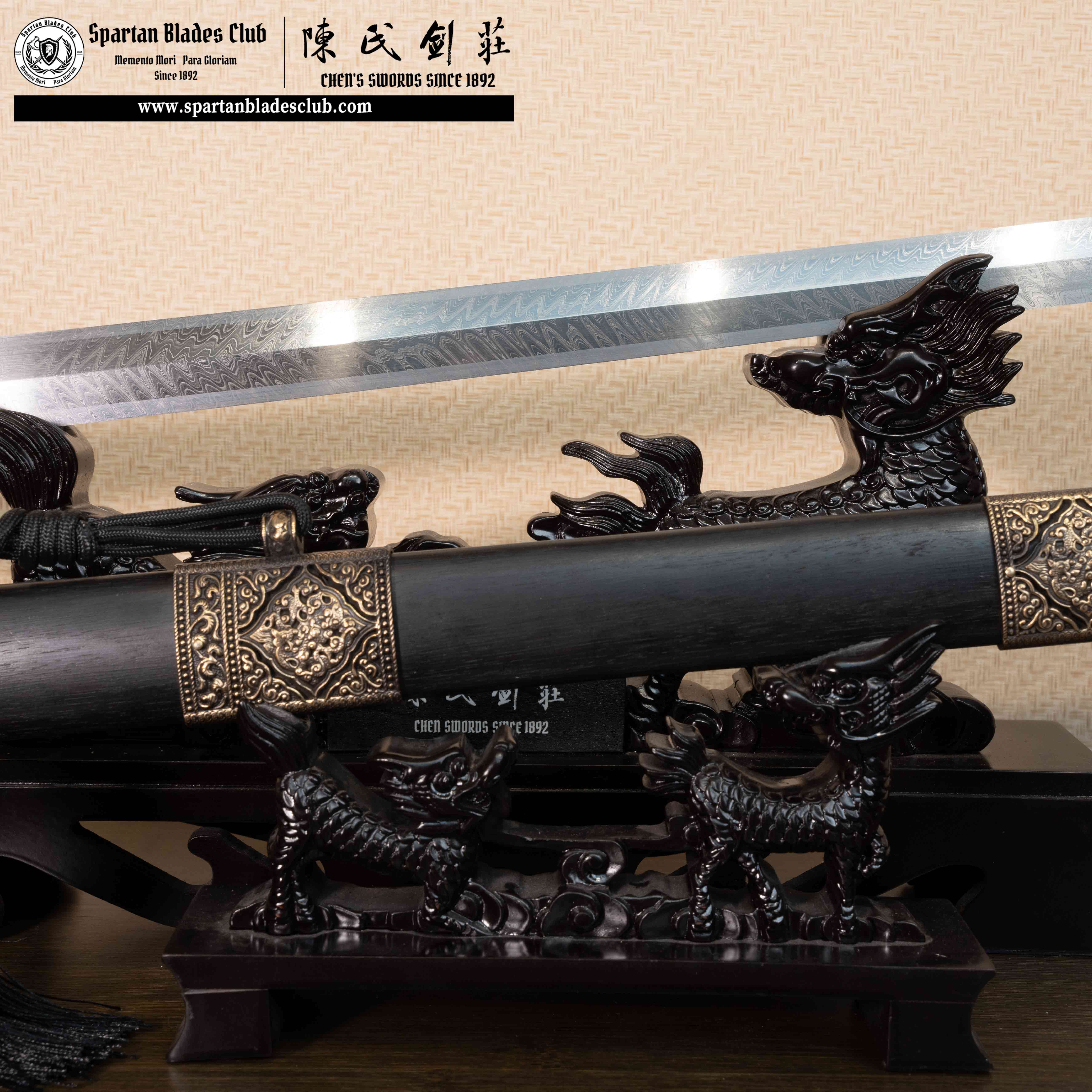 TR02| Emperor Youngle Jian | Jian | Damascus steel Premium Hand-polishing |  Black | Battle-Ready|Full-tang|Spartan Blades Club | CHEN'S SWORDS 1892 - Spartan Blades Club - 陳氏劍莊1892