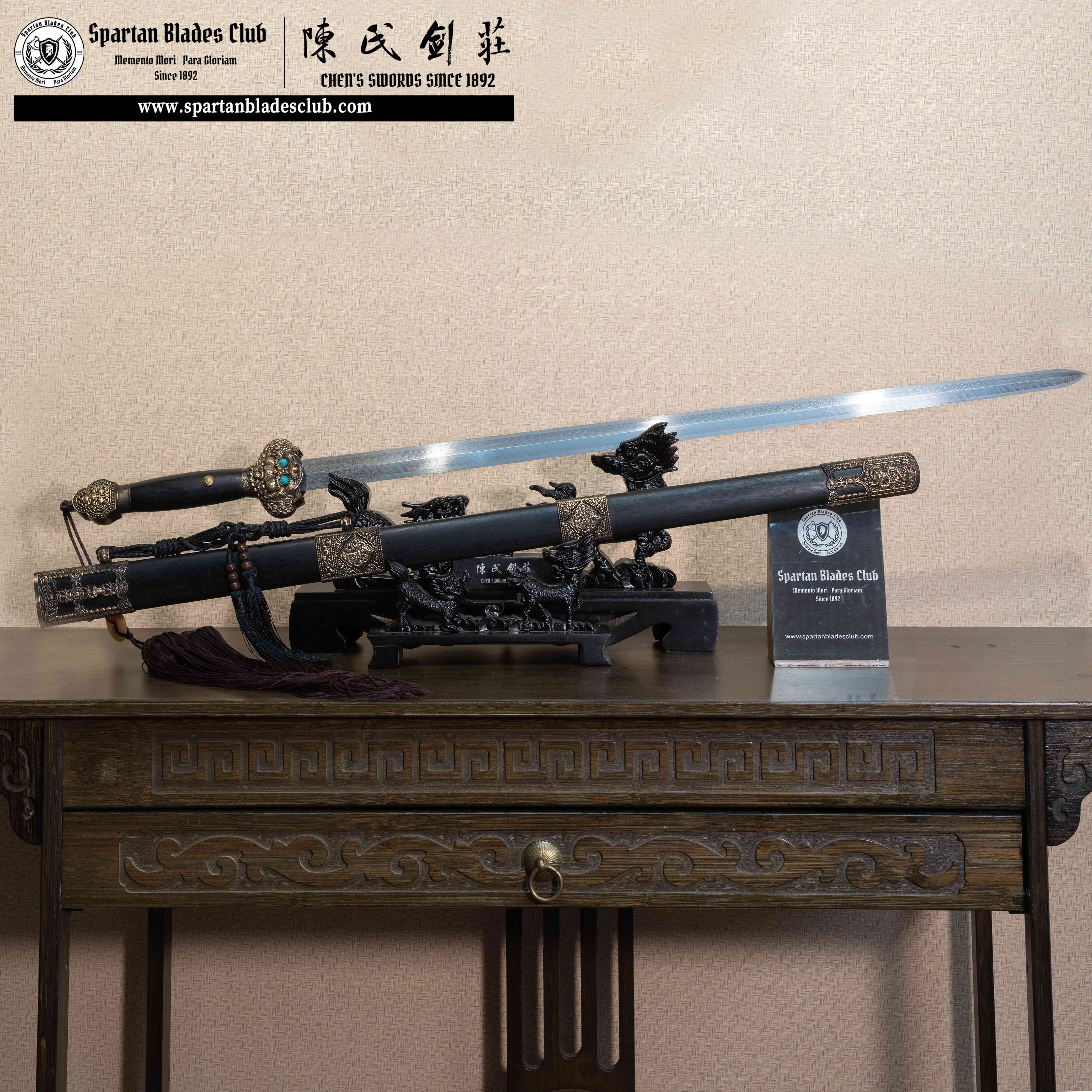 TR02| Emperor Youngle Jian | Jian | Damascus steel Premium Hand-polishing |  Black | Battle-Ready|Full-tang|Spartan Blades Club | CHEN'S SWORDS 1892 - Spartan Blades Club - 陳氏劍莊1892