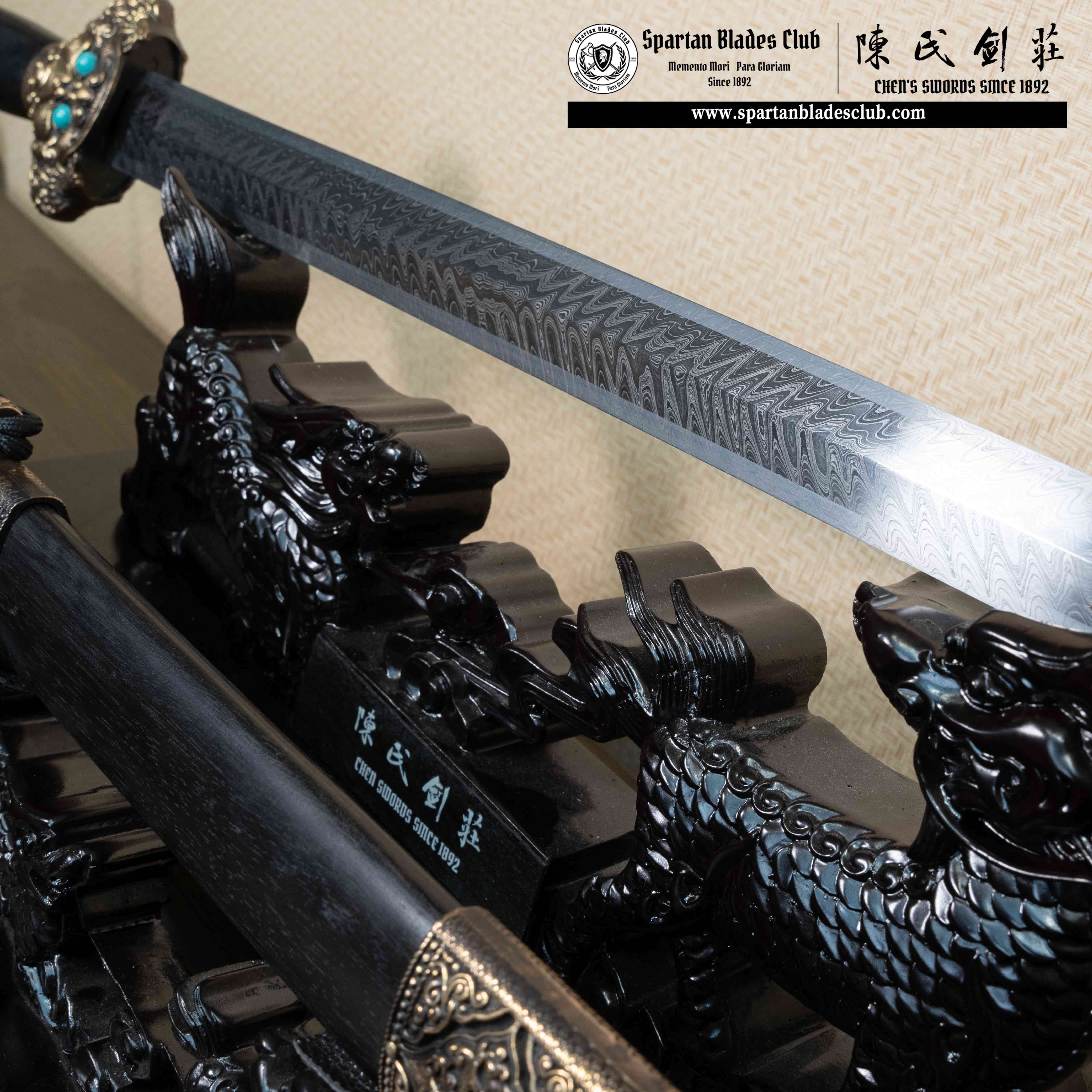 TR02| Emperor Youngle Jian | Jian | Damascus steel Premium Hand-polishing |  Black | Battle-Ready|Full-tang|Spartan Blades Club | CHEN'S SWORDS 1892 - Spartan Blades Club - 陳氏劍莊1892