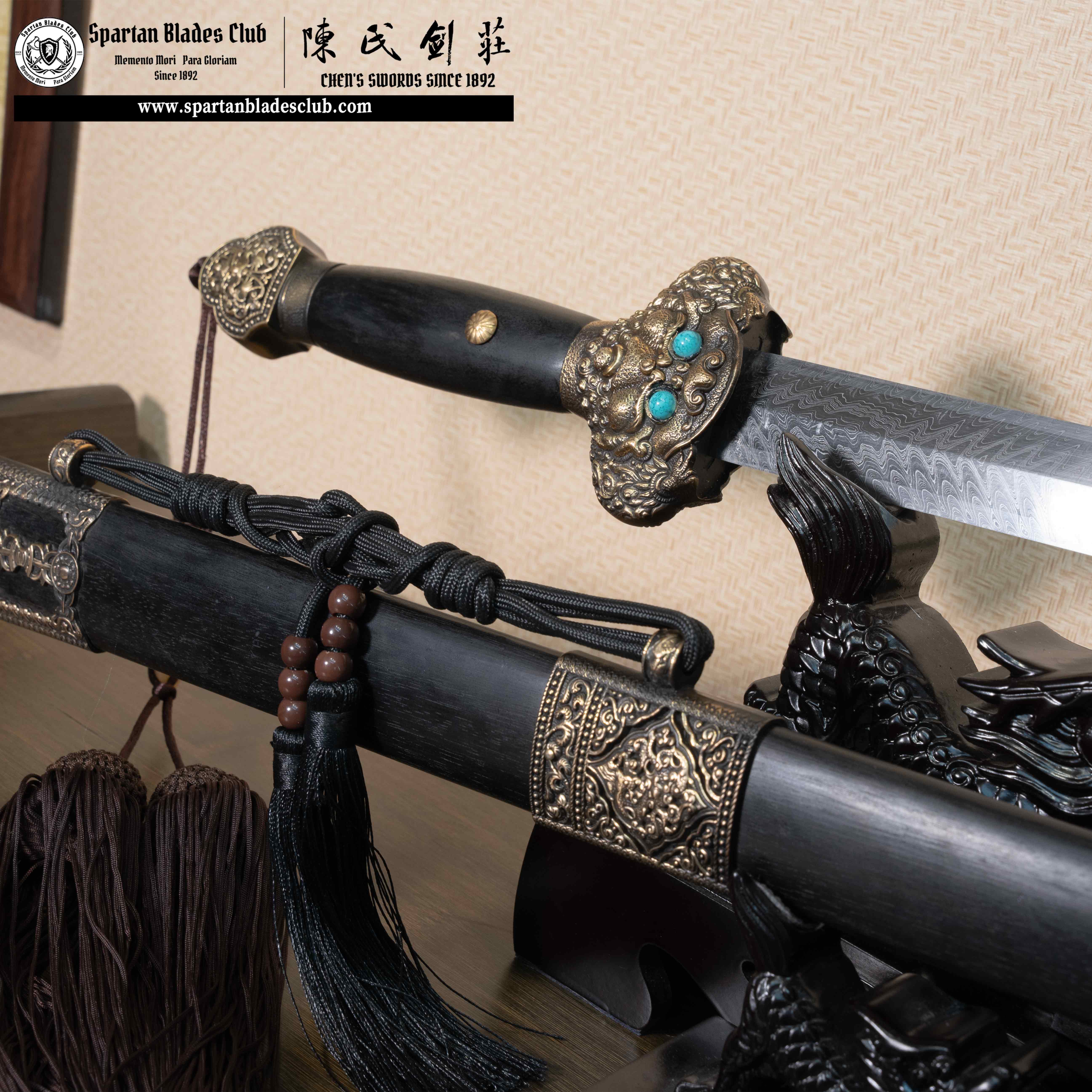 TR02| Emperor Youngle Jian | Jian | Damascus steel Premium Hand-polishing |  Black | Battle-Ready|Full-tang|Spartan Blades Club | CHEN'S SWORDS 1892 - Spartan Blades Club - 陳氏劍莊1892