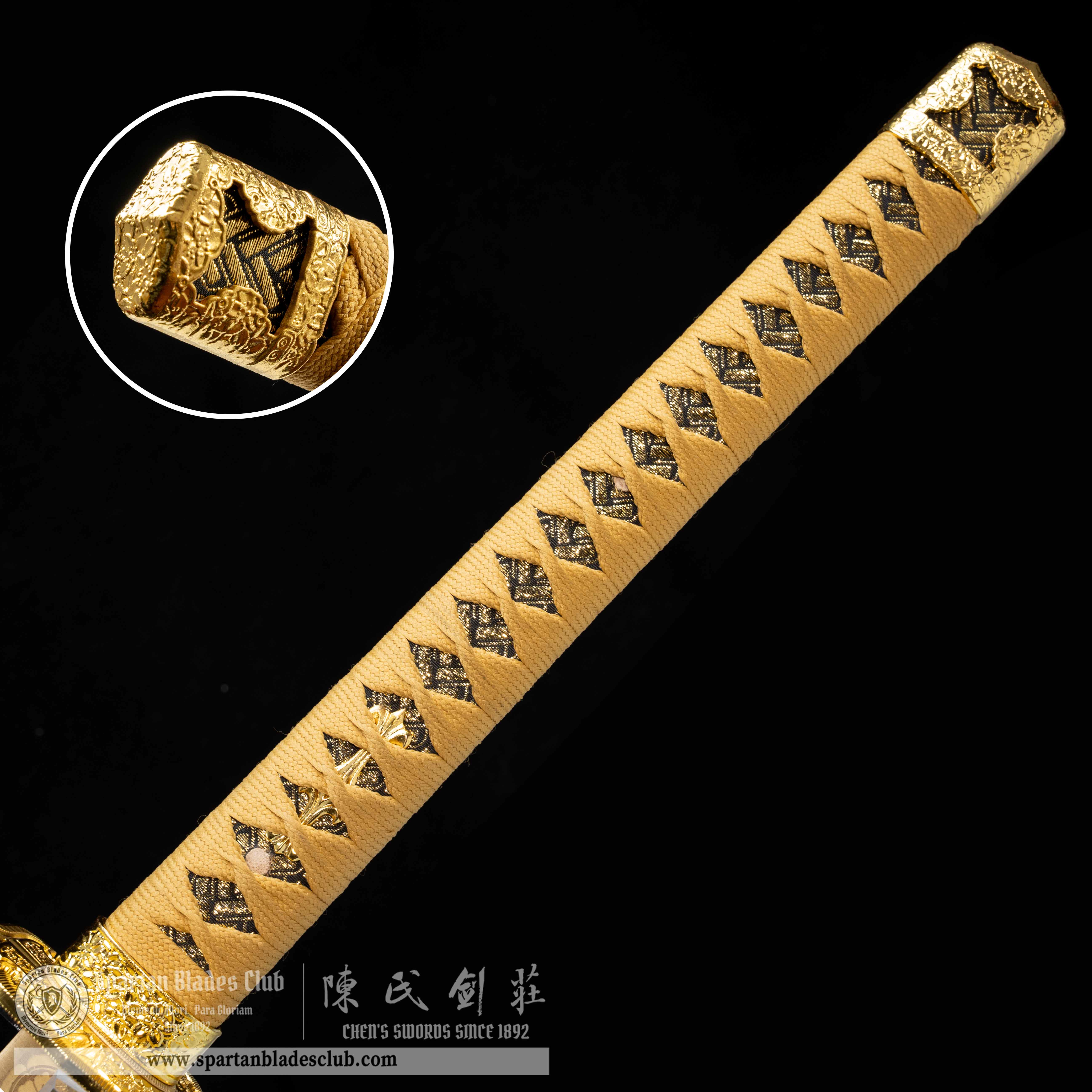 HY24|🥇Aurelius Edge|Odachi|T10 steel|Golden&Yellow|Battle-Ready|Full-tang|Spartan Blades Club|CHEN'S SWORDS 1892 - Spartan Blades Club