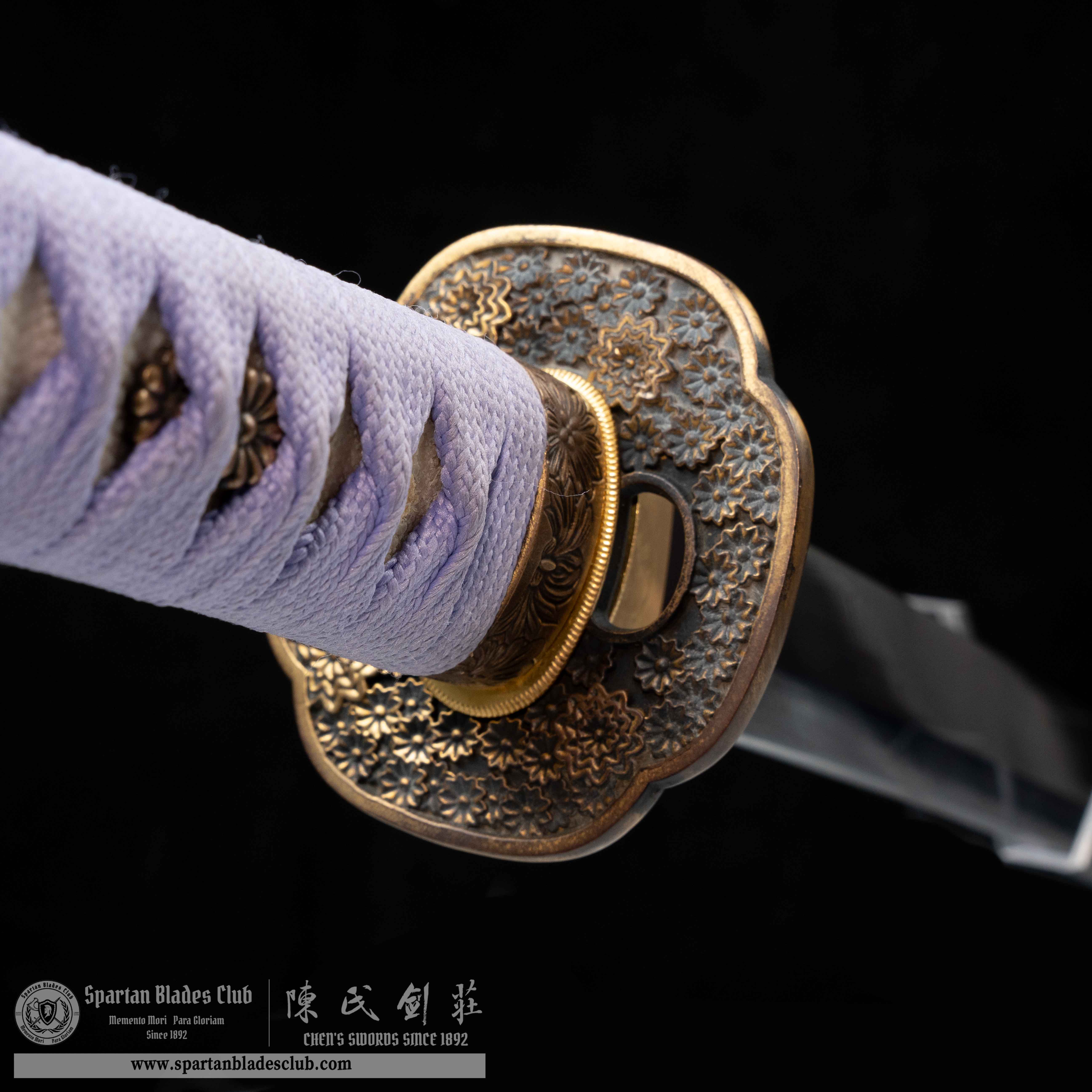 HY23|🟣Zi xia Samurai|Katana|Damascus steel|Heat-Colored|Purple Blue|Battle-Ready|Full-tang|Spartan Blades Club|CHEN'S SWORDS 1892 - Spartan Blades Club - 陳氏劍莊1892