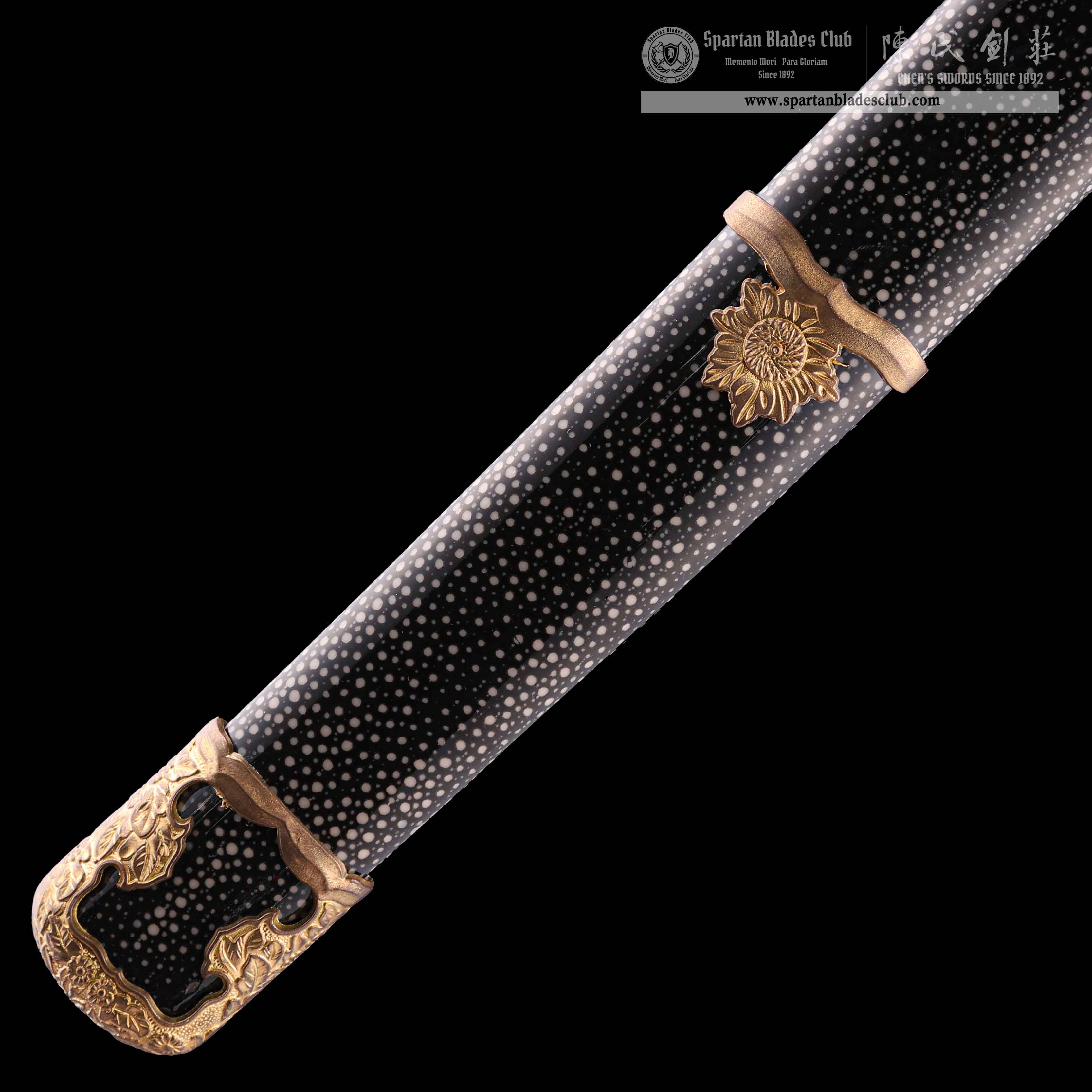 HY25|Azure - Gold Tachi|Tachi|Damascus steel|Clay-tempered|Real Hamon|Blue&golden|Battle-Ready|Full-tang|Spartan Blades Club|CHEN'S SWORDS 1892 - Spartan Blades Club - 陳氏劍莊1892