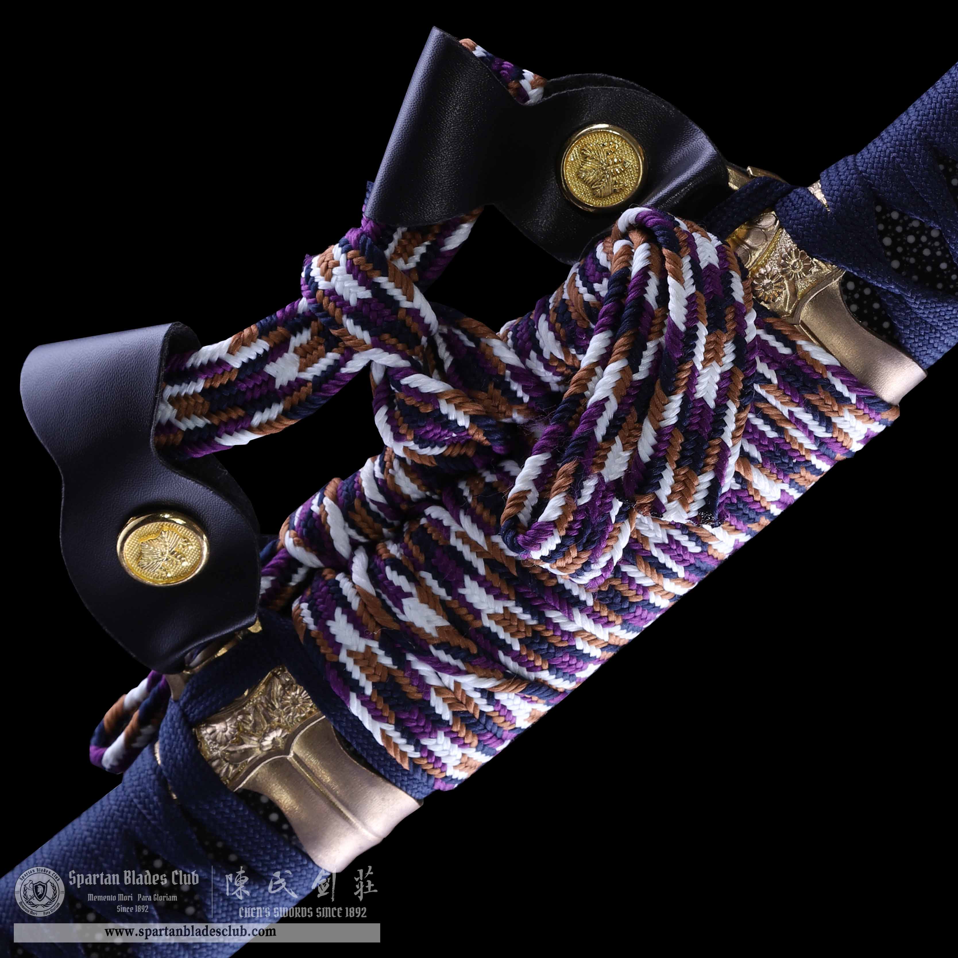 HY25|Azure - Gold Tachi|Tachi|Damascus steel|Clay-tempered|Real Hamon|Blue&golden|Battle-Ready|Full-tang|Spartan Blades Club|CHEN'S SWORDS 1892 - Spartan Blades Club - 陳氏劍莊1892