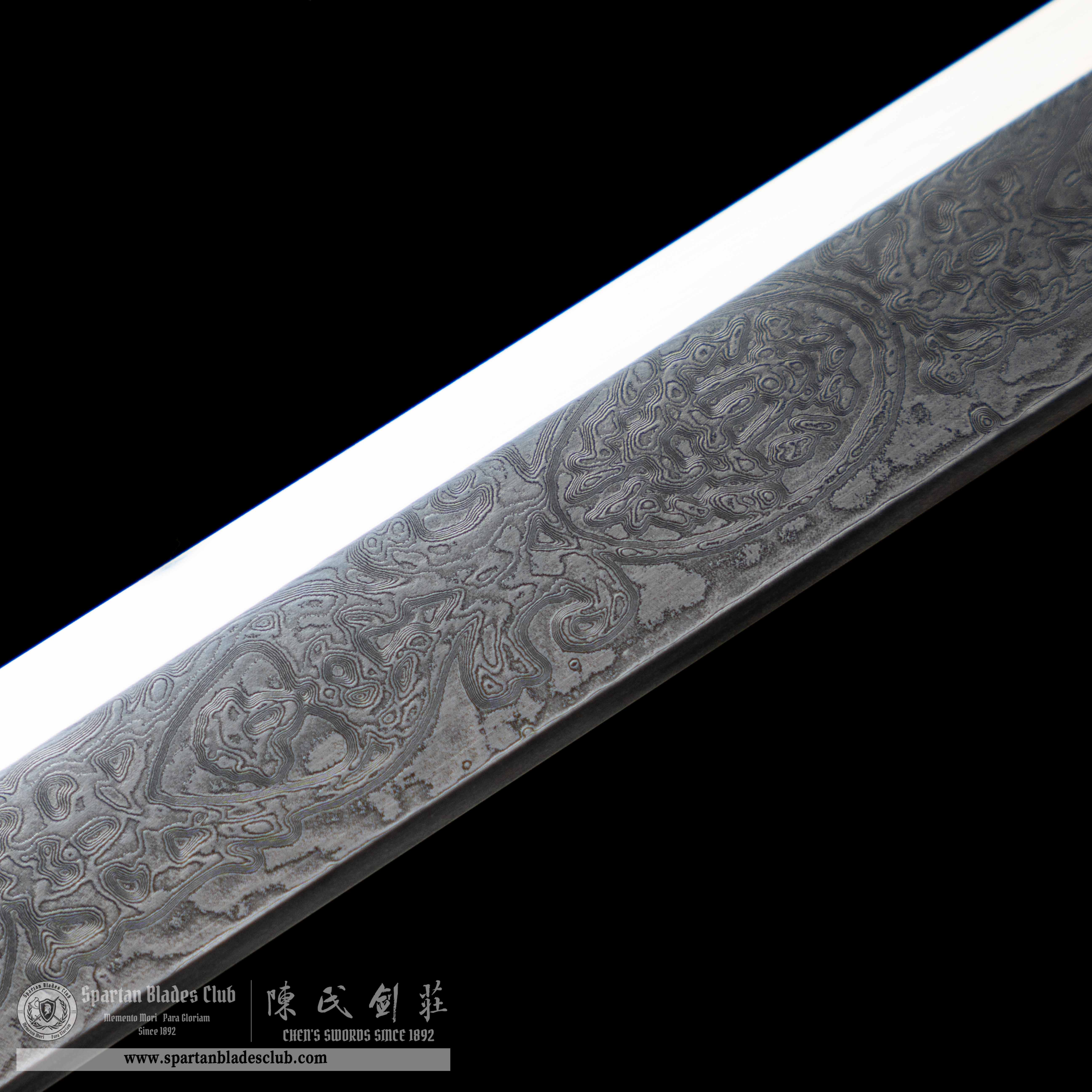 HY27|Nocturn Etch|Ninjato|Damascus steel|Black|Battle-Ready|Full-tang|Spartan Blades Club|CHEN'S SWORDS 1892 - Spartan Blades Club - 陳氏劍莊1892