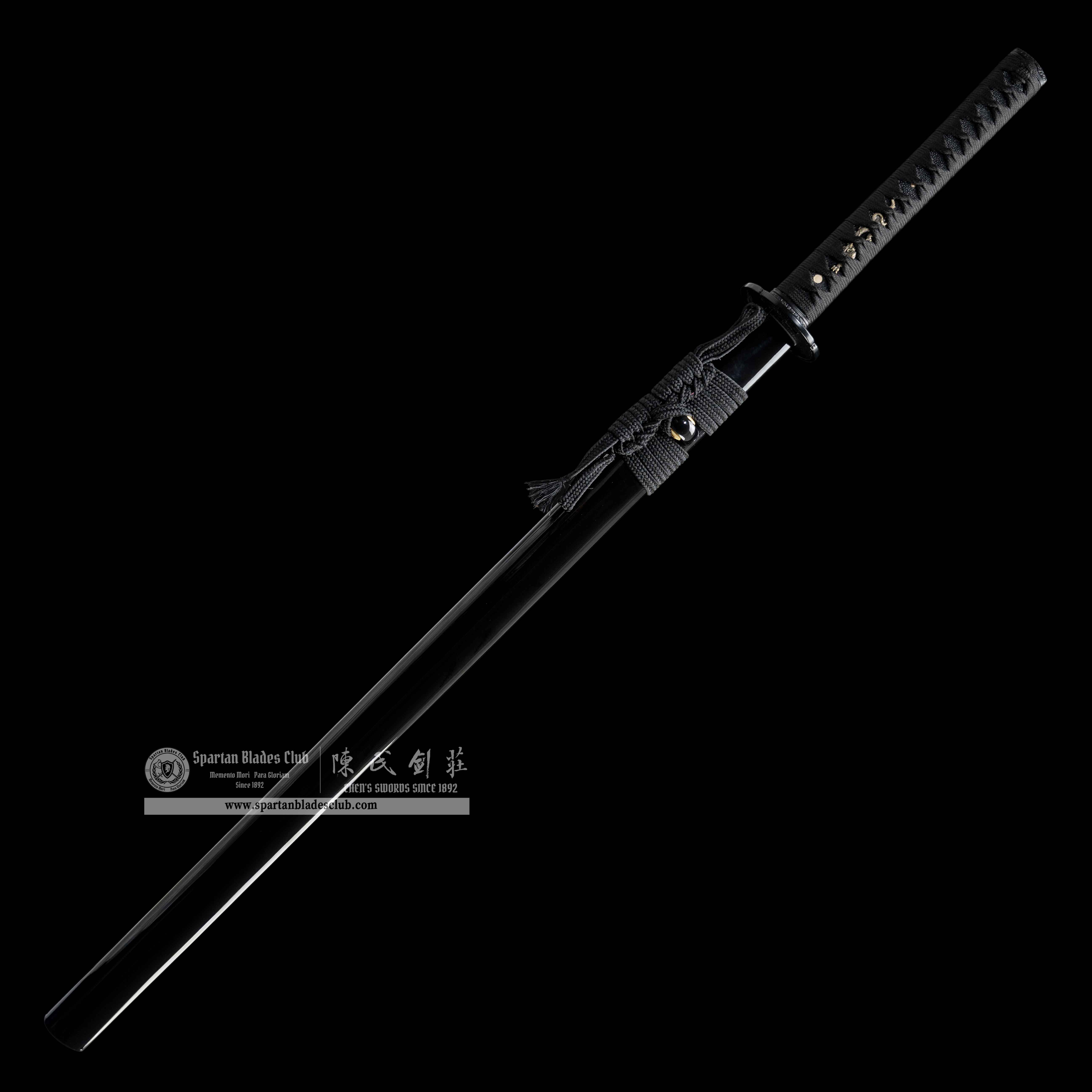 HY27|Nocturn Etch|Ninjato|Damascus steel|Black|Battle-Ready|Full-tang|Spartan Blades Club|CHEN'S SWORDS 1892 - Spartan Blades Club - 陳氏劍莊1892