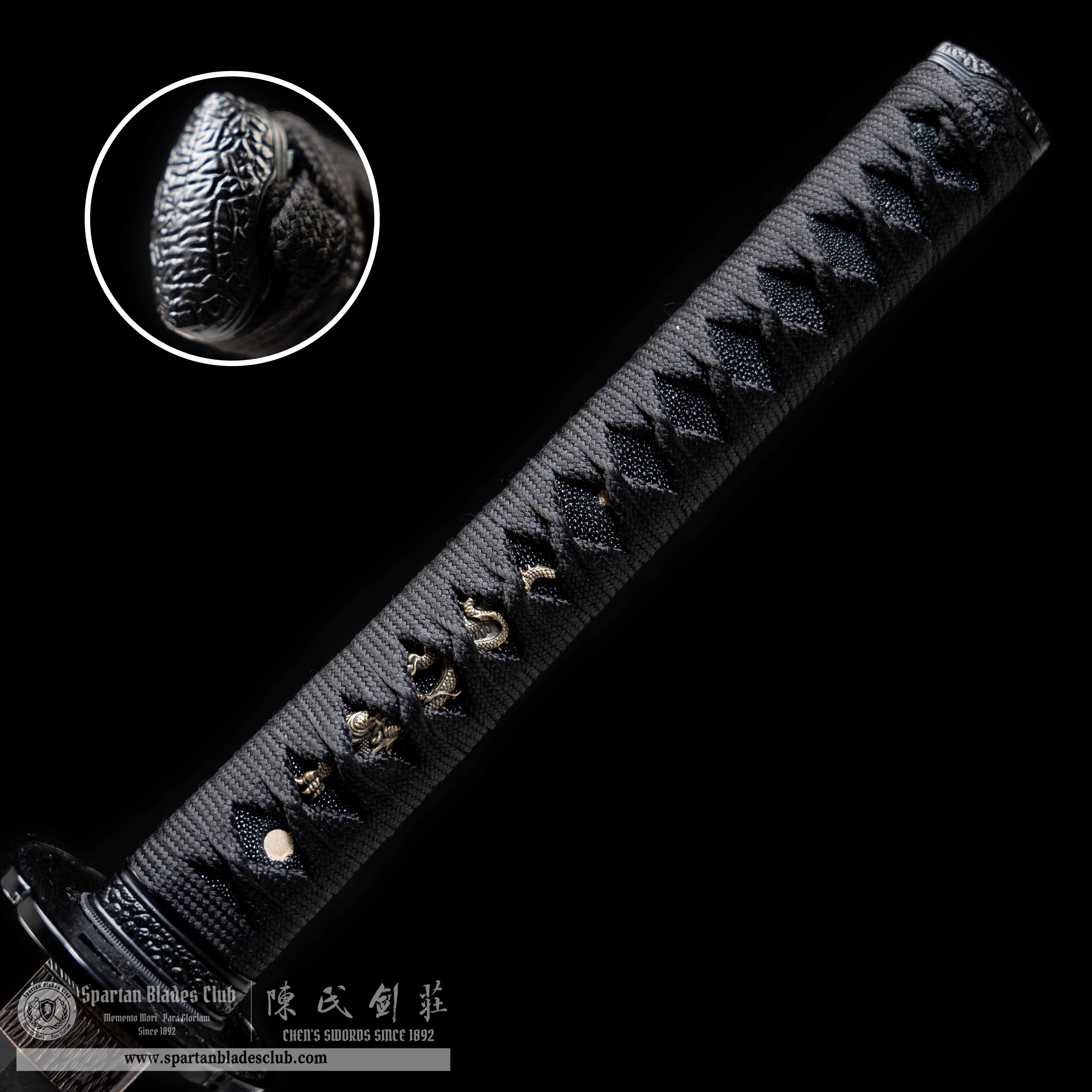 HY27|Nocturn Etch|Ninjato|Damascus steel|Black|Battle-Ready|Full-tang|Spartan Blades Club|CHEN'S SWORDS 1892 - Spartan Blades Club - 陳氏劍莊1892