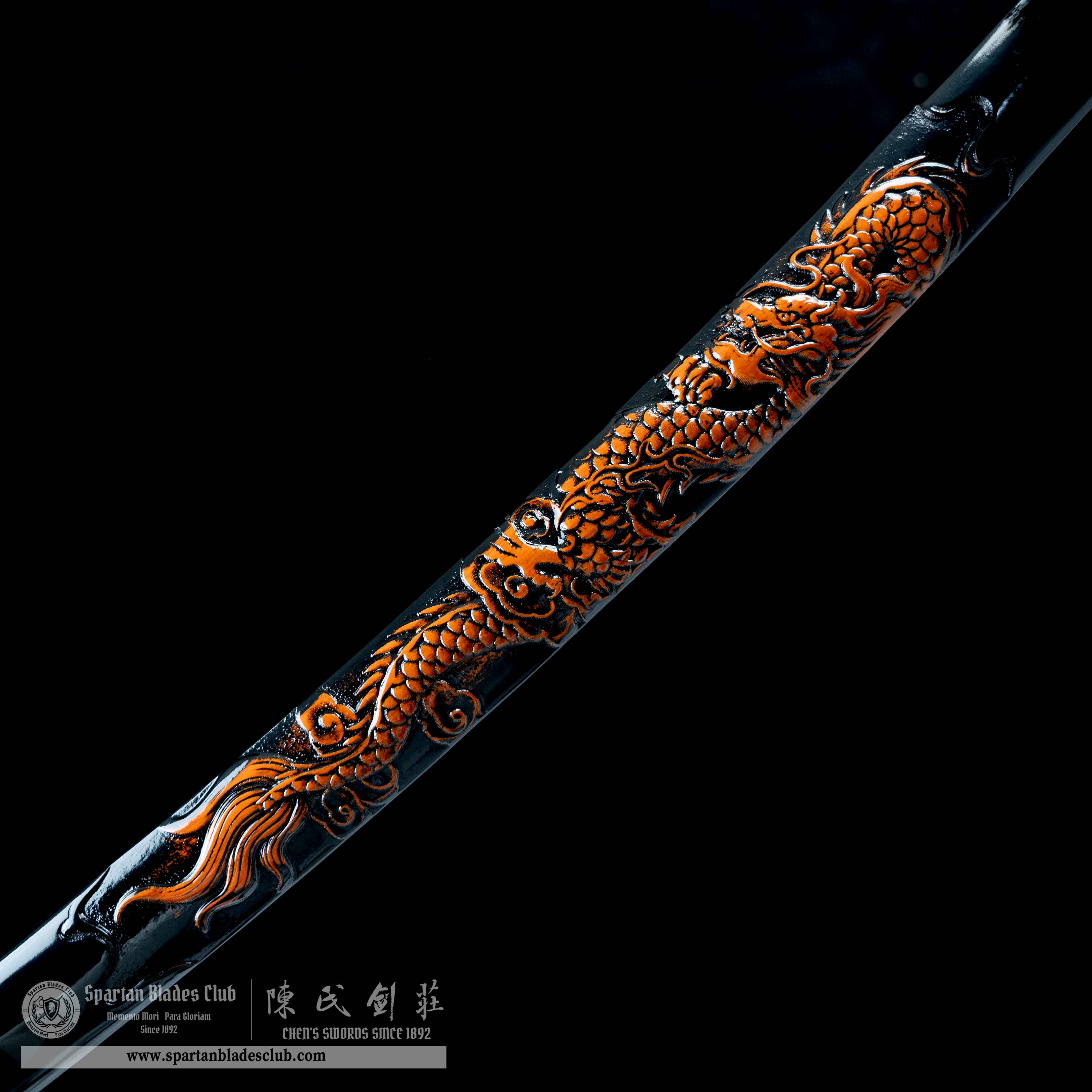 HY28 🐉｜Dark - Loong Katana｜Katana｜Damascus steel｜Clay-tempered｜Real Hamon｜Loong（Dragon）｜Black&golden｜Battle-Ready｜Full-tang｜Spartan Blades Club｜CHEN'S SWORDS 1892 - Spartan Blades Club - 陳氏劍莊1892