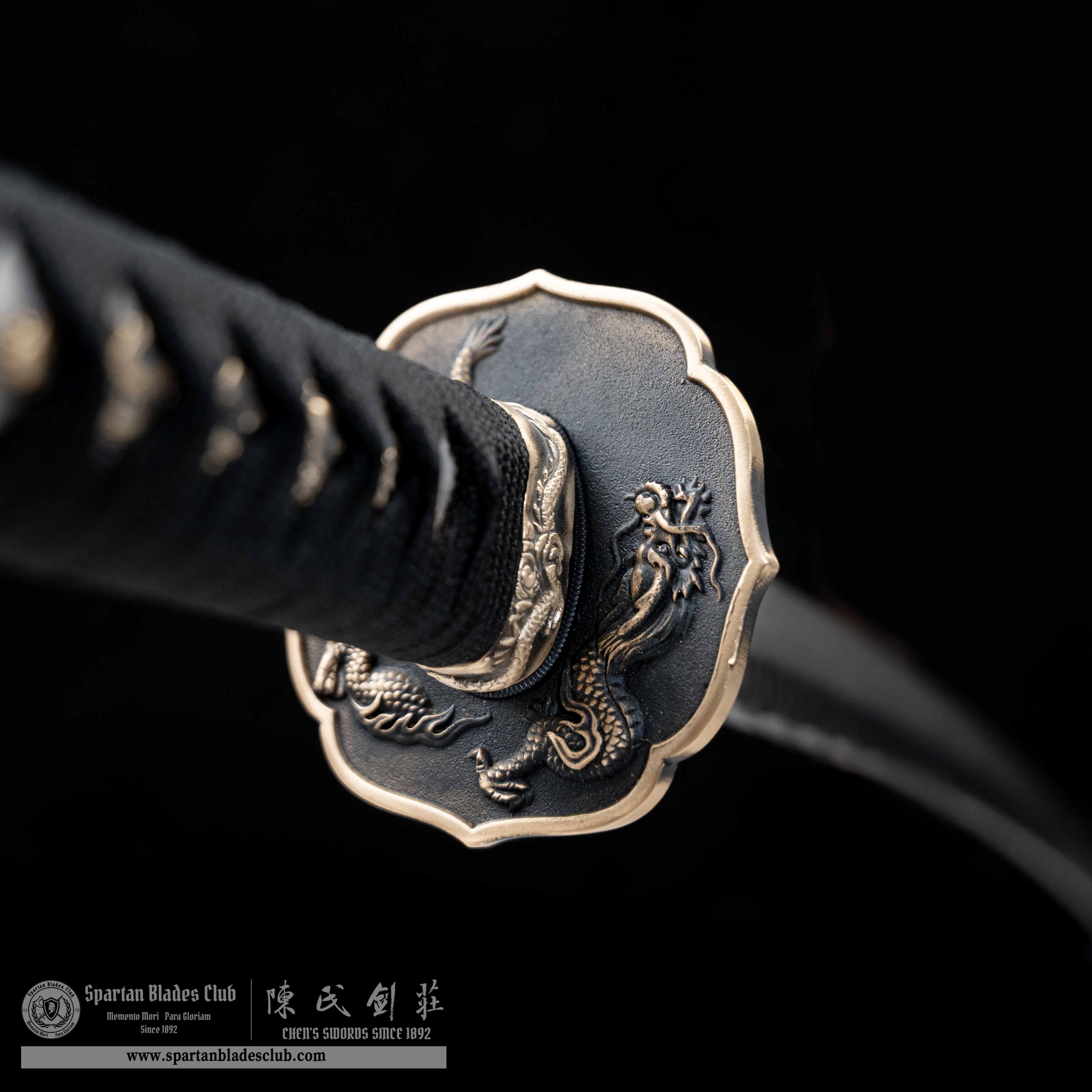 HY108 🐉|AnLoong Katana|Katana|Damascus steel|Clay-tempered|Real Hamon|Loong(Dragon)|Black&golden|Battle-Ready|Full-tang|Spartan Blades Club|CHEN'S SWORDS 1892 - Spartan Blades Club - 陳氏劍莊1892