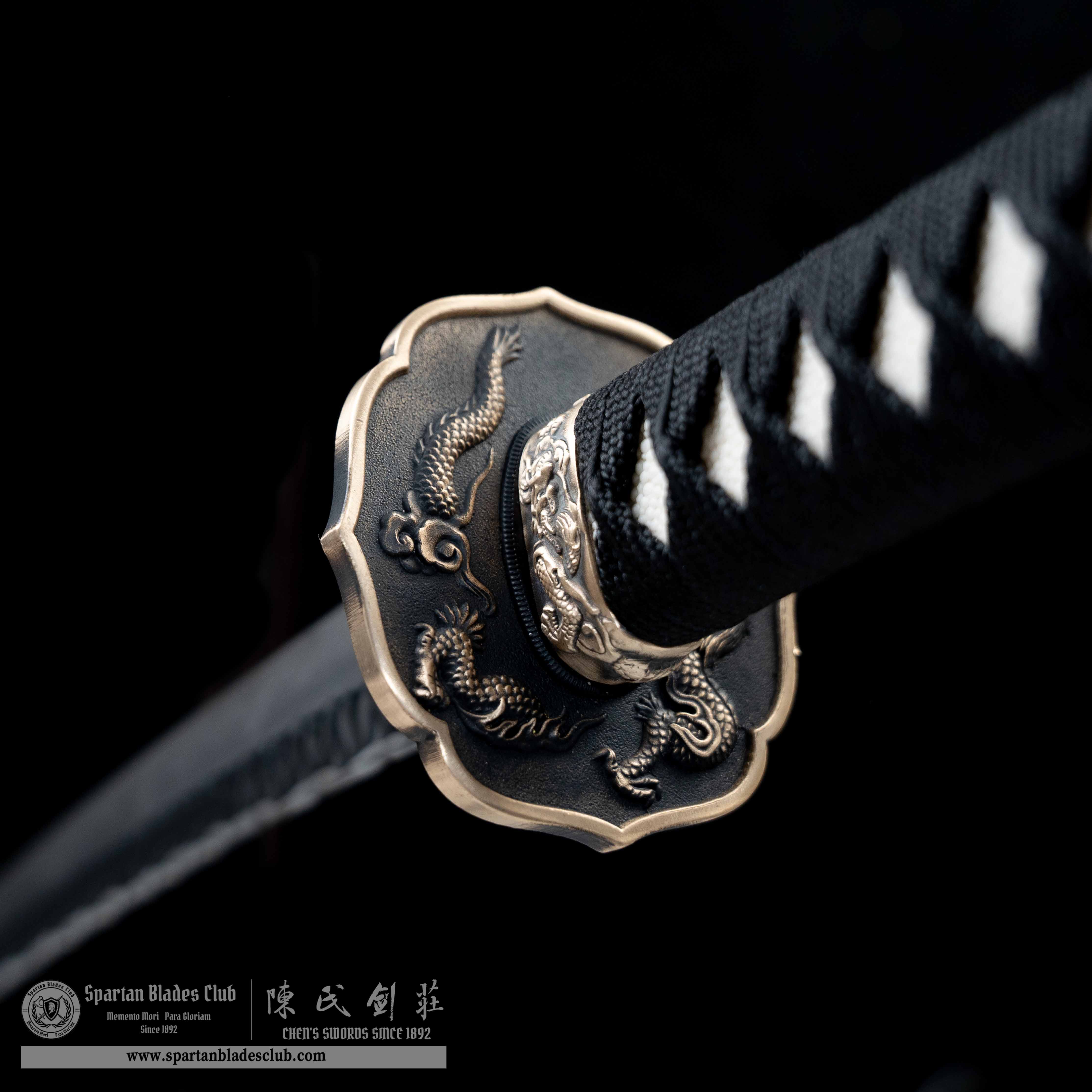 HY108 🐉|AnLoong Katana|Katana|Damascus steel|Clay-tempered|Real Hamon|Loong(Dragon)|Black&golden|Battle-Ready|Full-tang|Spartan Blades Club|CHEN'S SWORDS 1892 - Spartan Blades Club - 陳氏劍莊1892