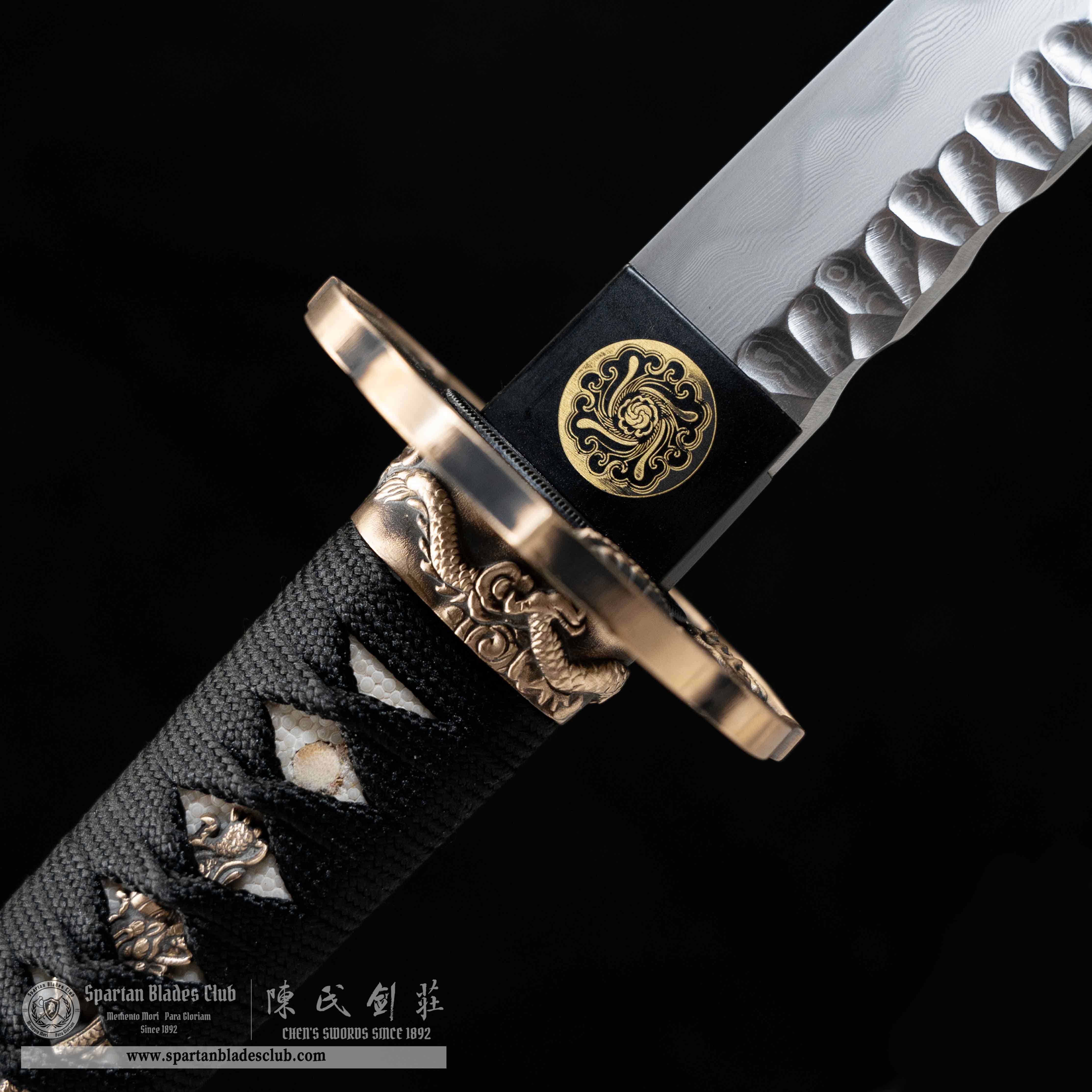 HY108 🐉|AnLoong Katana|Katana|Damascus steel|Clay-tempered|Real Hamon|Loong(Dragon)|Black&golden|Battle-Ready|Full-tang|Spartan Blades Club|CHEN'S SWORDS 1892 - Spartan Blades Club - 陳氏劍莊1892