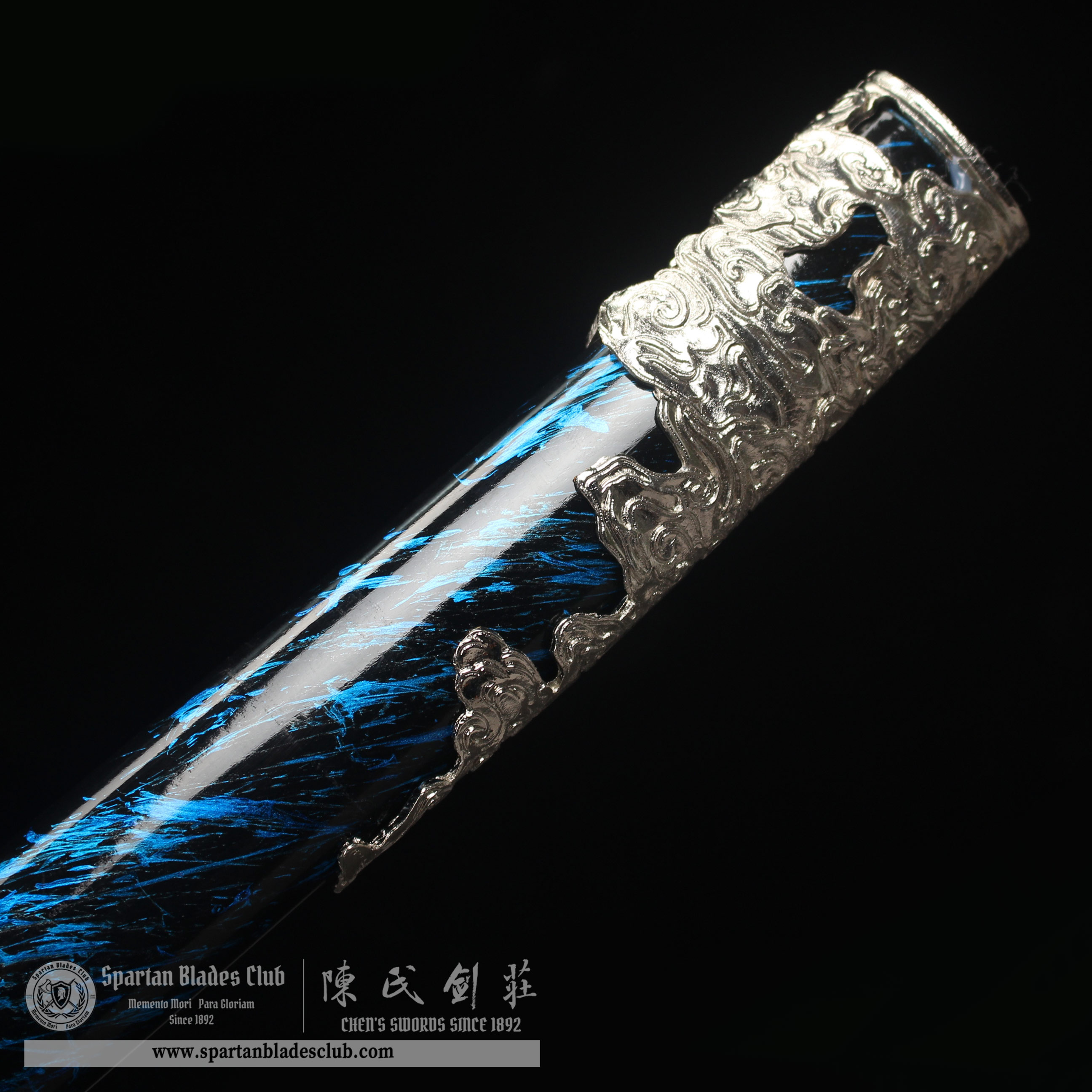 HY29|Ghost Of Tsushima Swords Set - Advanced Version|Daisho set|T10 steel|Clay-tempered|Real Hamon|Blue&silvery|Battle-Ready|Full-tang|Spartan Blades Club|CHEN'S SWORDS 1892 - Spartan Blades Club