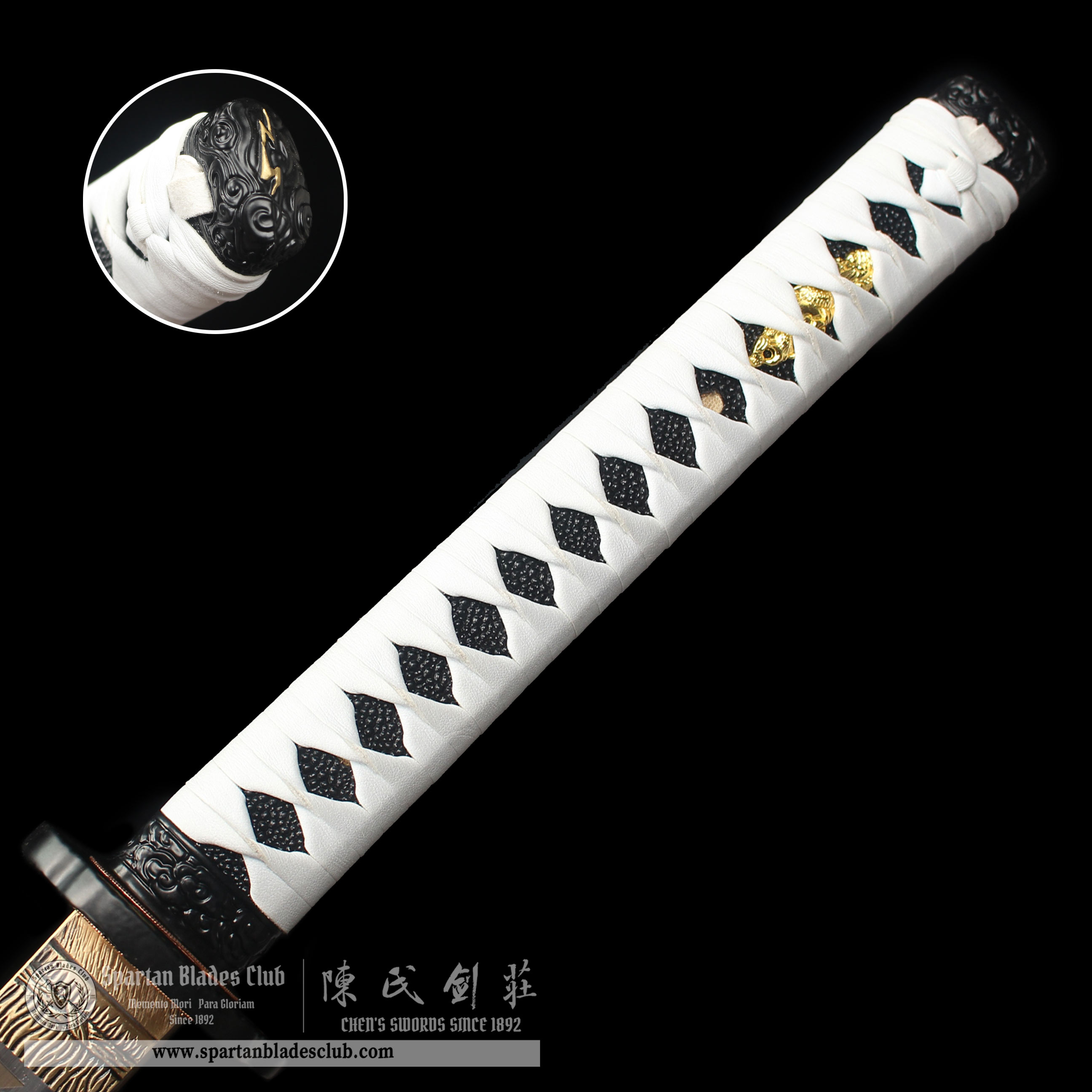 HY29|Ghost Of Tsushima Swords Set - Advanced Version|Daisho set|T10 steel|Clay-tempered|Real Hamon|Blue&silvery|Battle-Ready|Full-tang|Spartan Blades Club|CHEN'S SWORDS 1892 - Spartan Blades Club