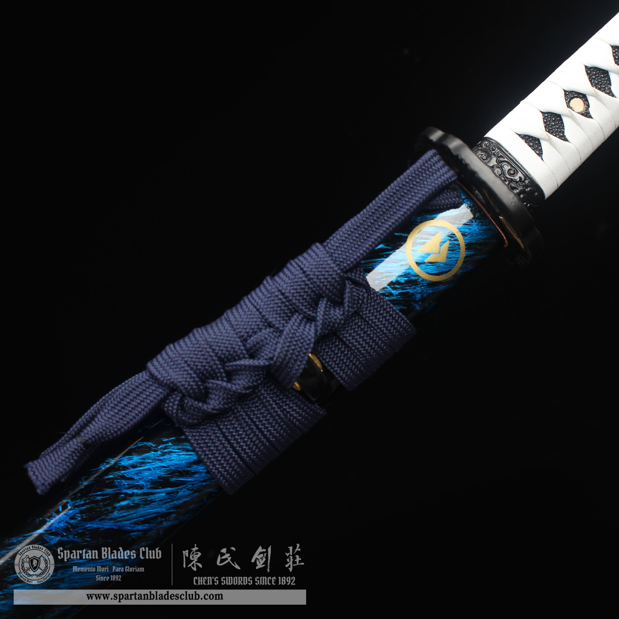 HY29|Ghost Of Tsushima Swords Set - Advanced Version|Daisho set|T10 steel|Clay-tempered|Real Hamon|Blue&silvery|Battle-Ready|Full-tang|Spartan Blades Club|CHEN'S SWORDS 1892 - Spartan Blades Club