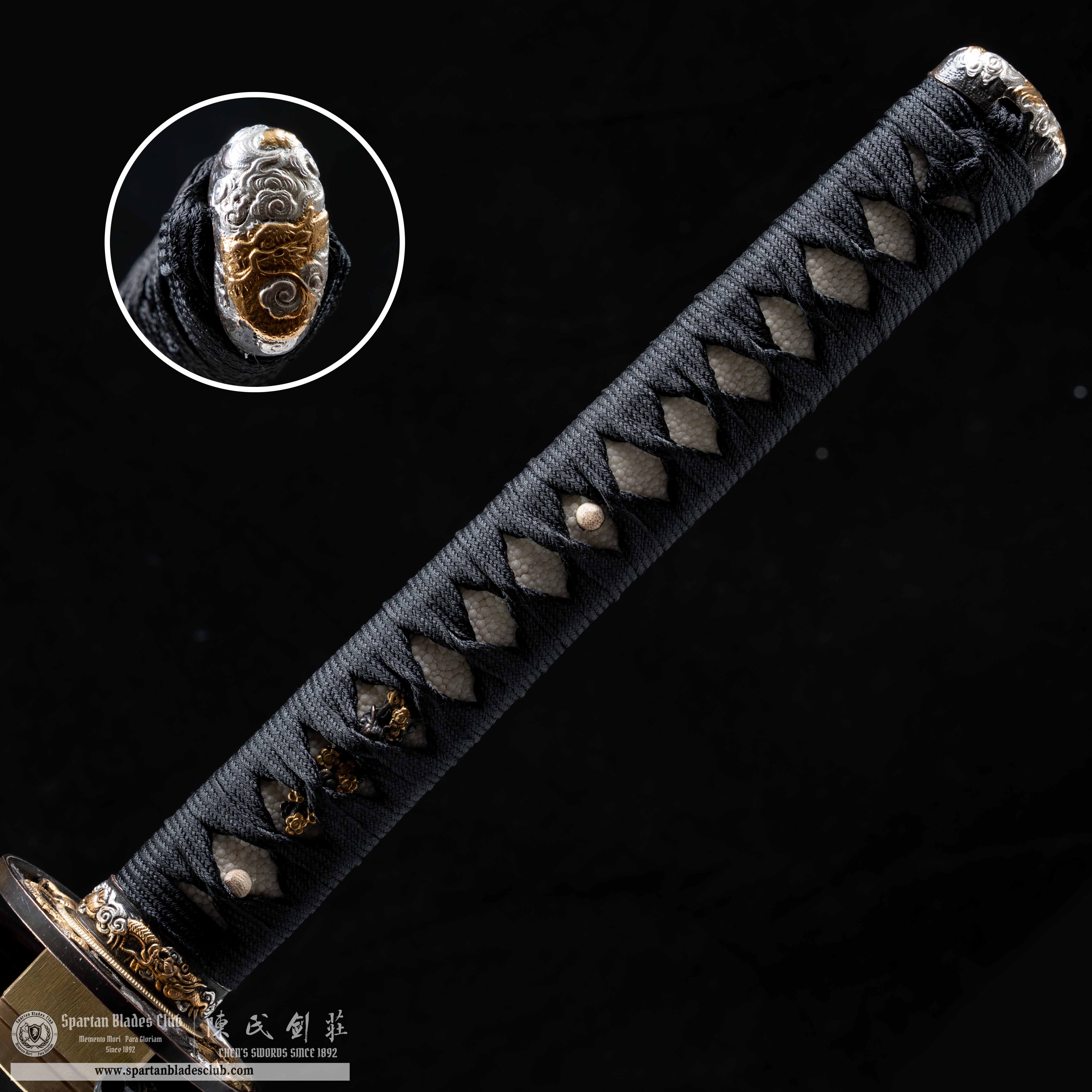 HY30|Dark - Gold Shimmer Katana|Katana|Tamahagane steel|Clay-tempered|Real Hamon|Black&golden|Battle-Ready|Full-tang|Spartan Blades Club|CHEN'S SWORDS 1892 - Spartan Blades Club - 陳氏劍莊1892