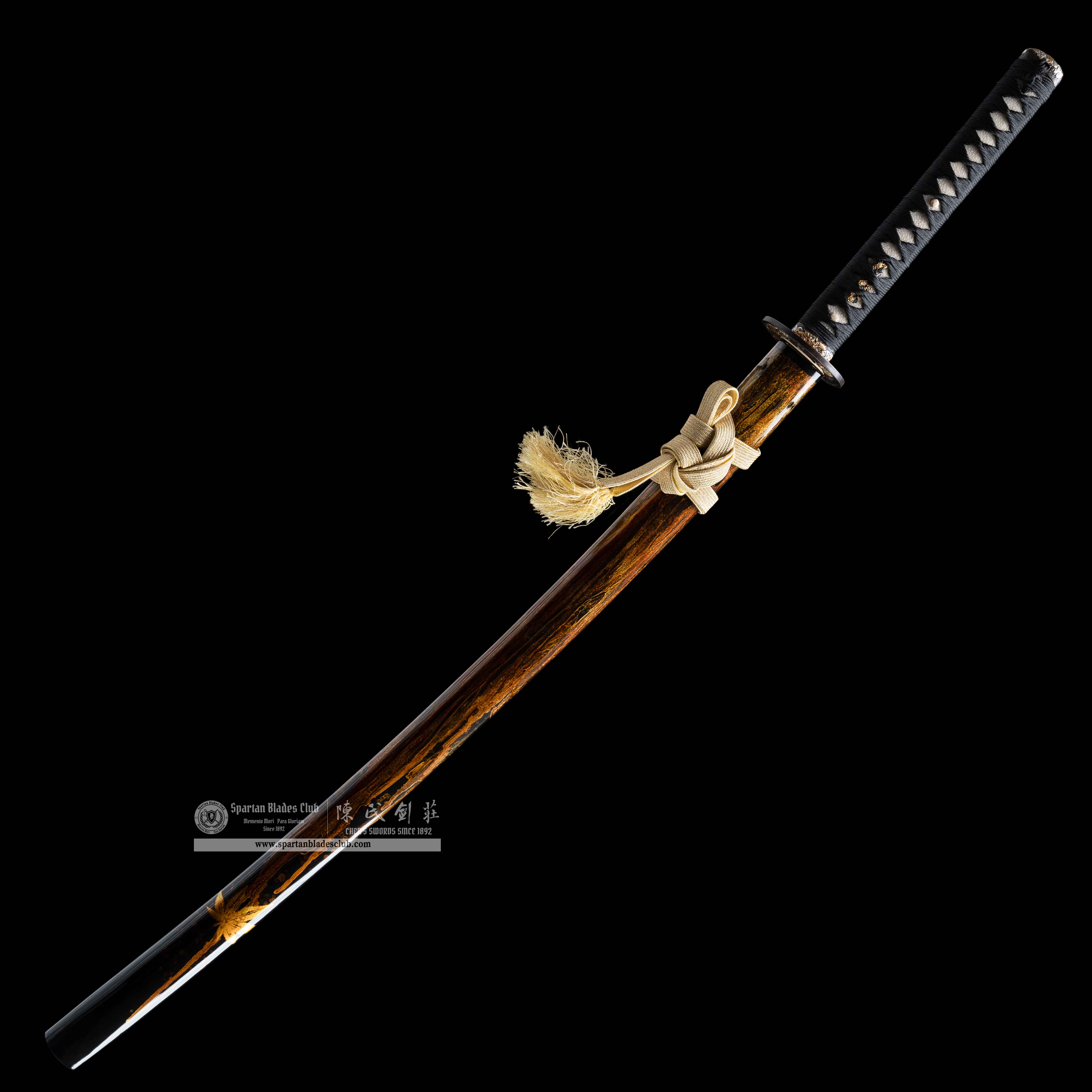 HY30|Dark - Gold Shimmer Katana|Katana|Tamahagane steel|Clay-tempered|Real Hamon|Black&golden|Battle-Ready|Full-tang|Spartan Blades Club|CHEN'S SWORDS 1892 - Spartan Blades Club - 陳氏劍莊1892