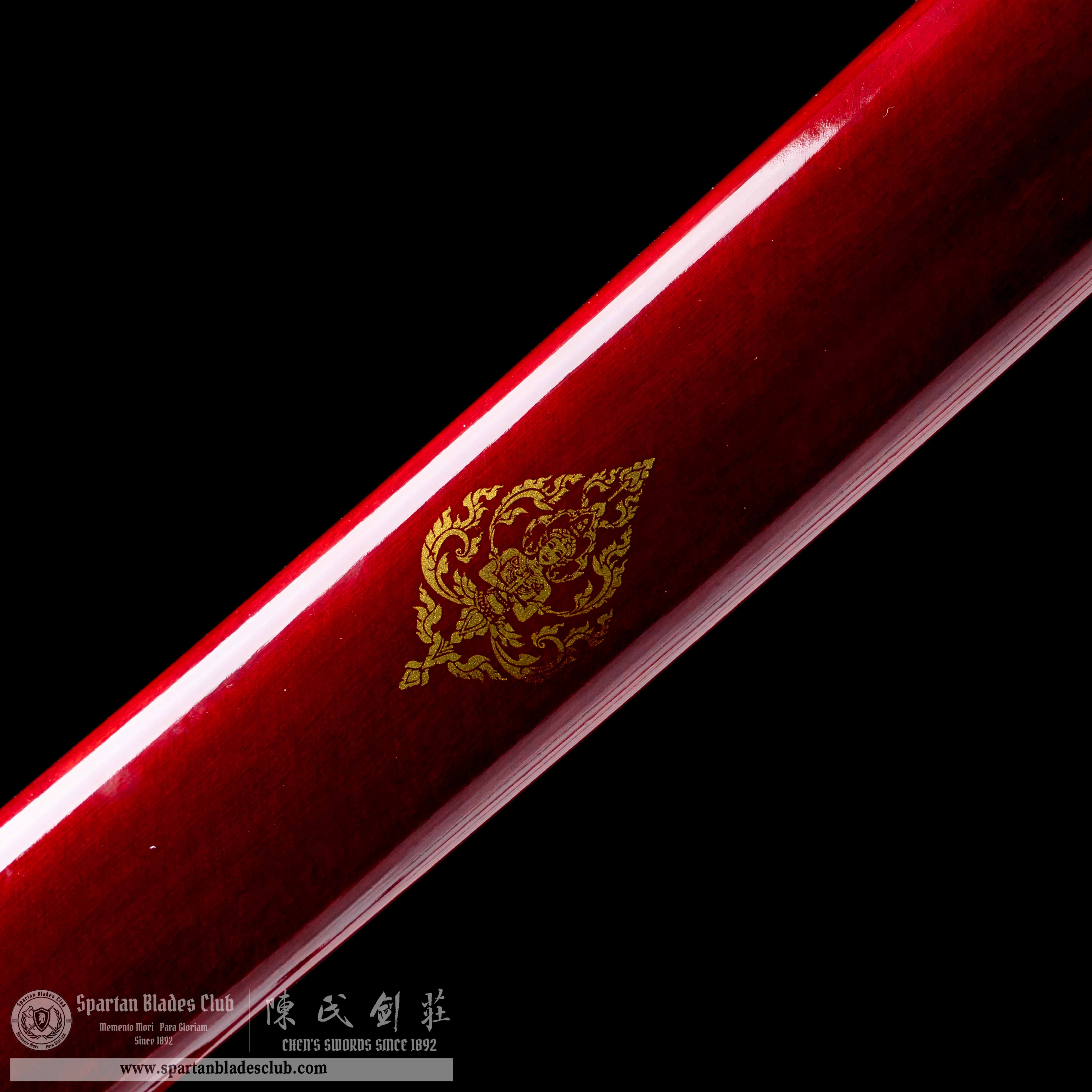 HY31|🔴Blood Guanyin|Katana|Honsanmai structure blade|Tamahagane steel wrapped in Damascus steel|Clay-tempered|Real Hamon|Black&red|Battle-Ready|Full-tang|Spartan Blades Club|CHEN'S SWORDS 1892 - Spartan Blades Club - 陳氏劍莊1892