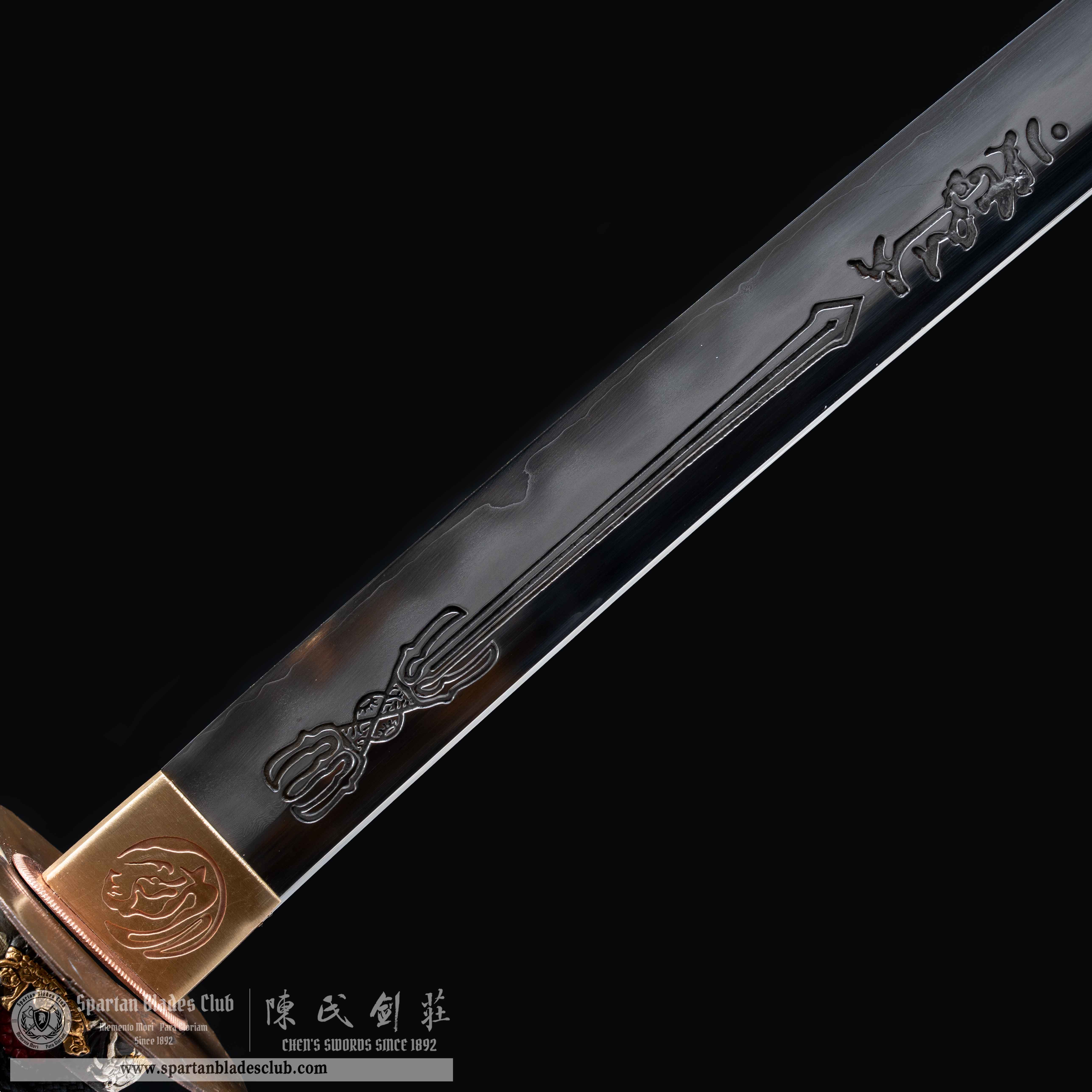 HY31|🔴Blood Guanyin|Katana|Honsanmai structure blade|Tamahagane steel wrapped in Damascus steel|Clay-tempered|Real Hamon|Black&red|Battle-Ready|Full-tang|Spartan Blades Club|CHEN'S SWORDS 1892 - Spartan Blades Club - 陳氏劍莊1892